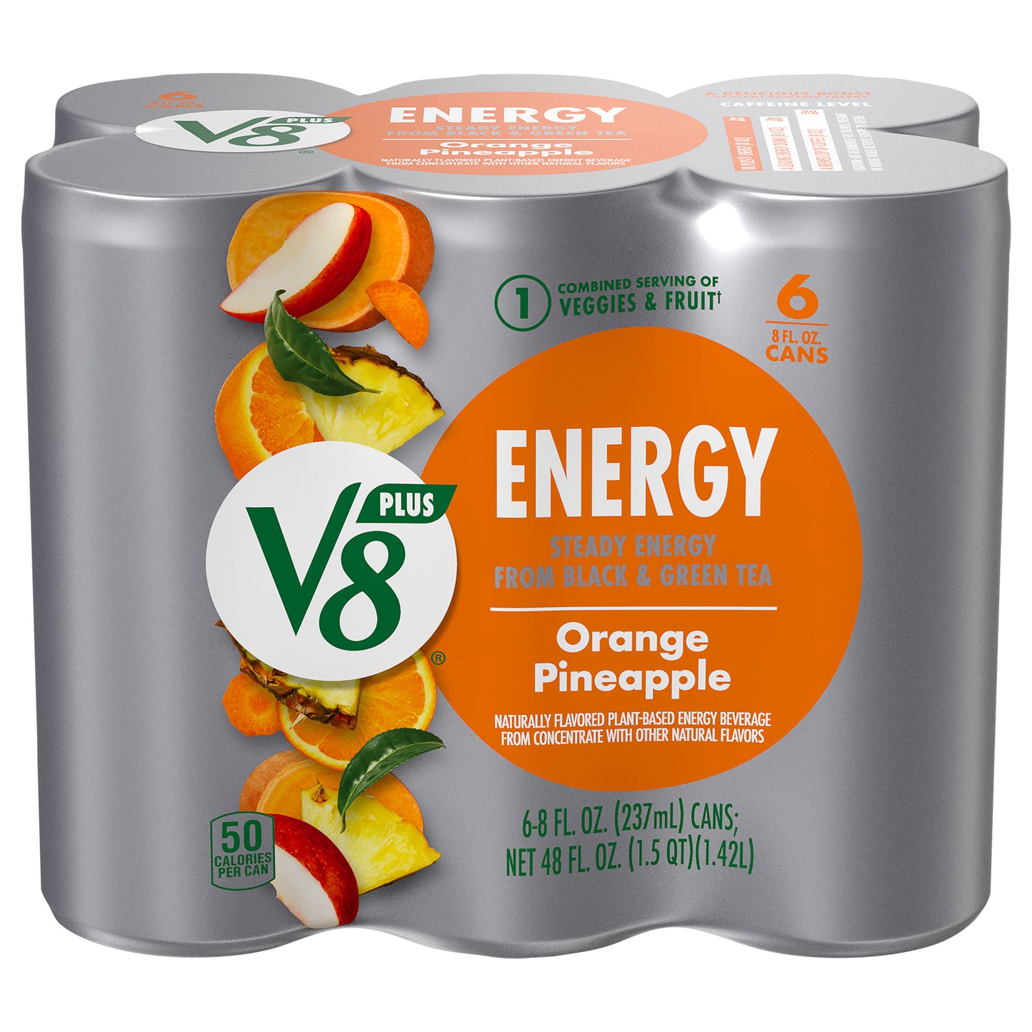 V8 +Energy Orange Pineapple Energy Beverage 6 - 8 fl oz Cans