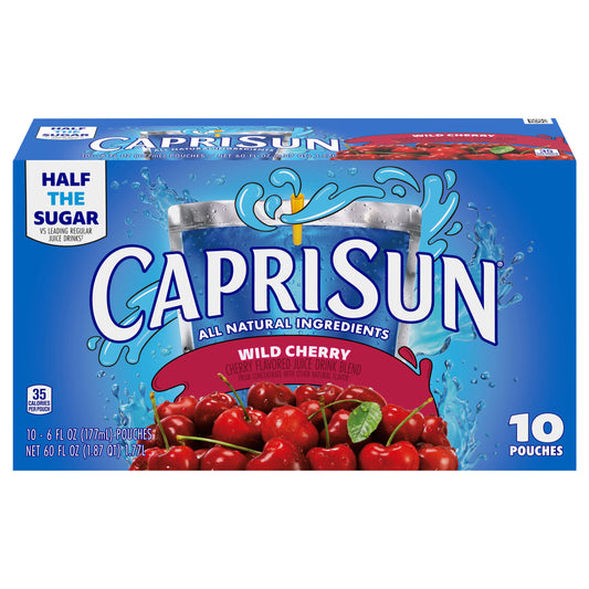 Capri Sun Wild Cherry Flavored with other natural flavor Juice Drink Blend, 10 ct Box, 6 fl oz Pouches
