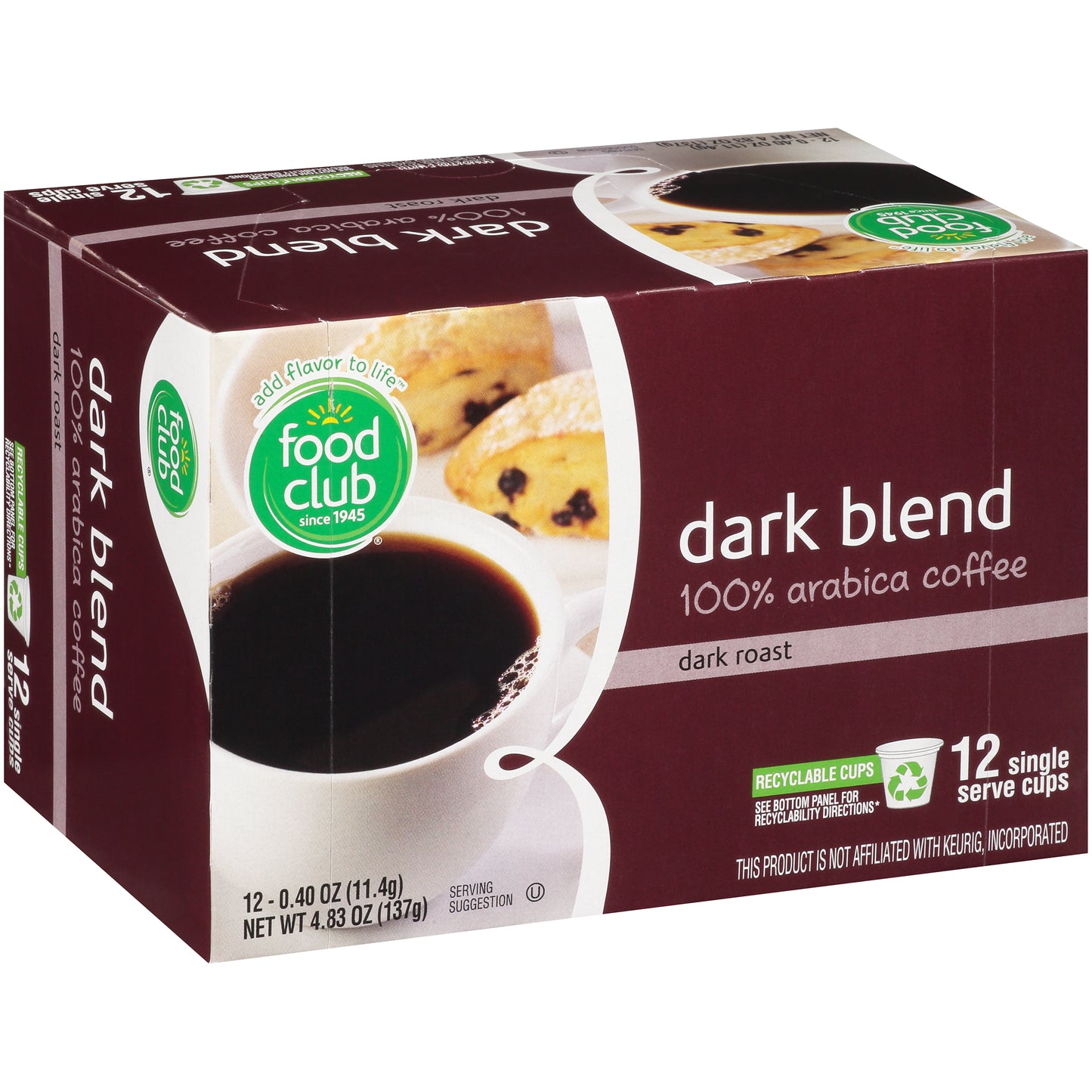 Dark Roast Dark Blend 100% Arabica Coffee Single Serve Cups