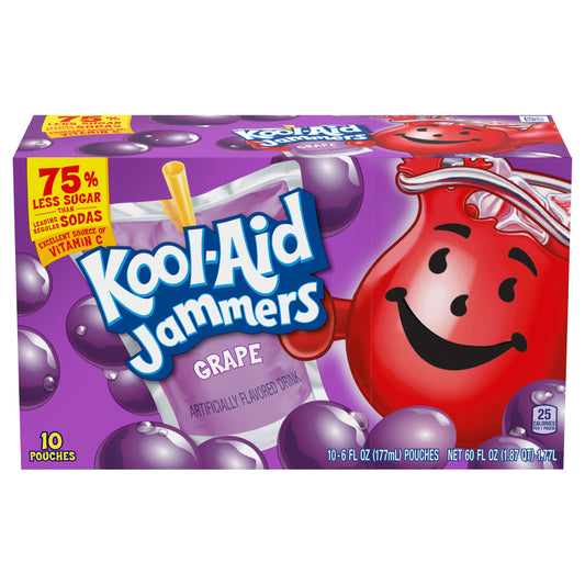 Kool-Aid Jammers Grape Flavored 0% Juice Drink, 10 ct Box, 6 fl oz Pouches