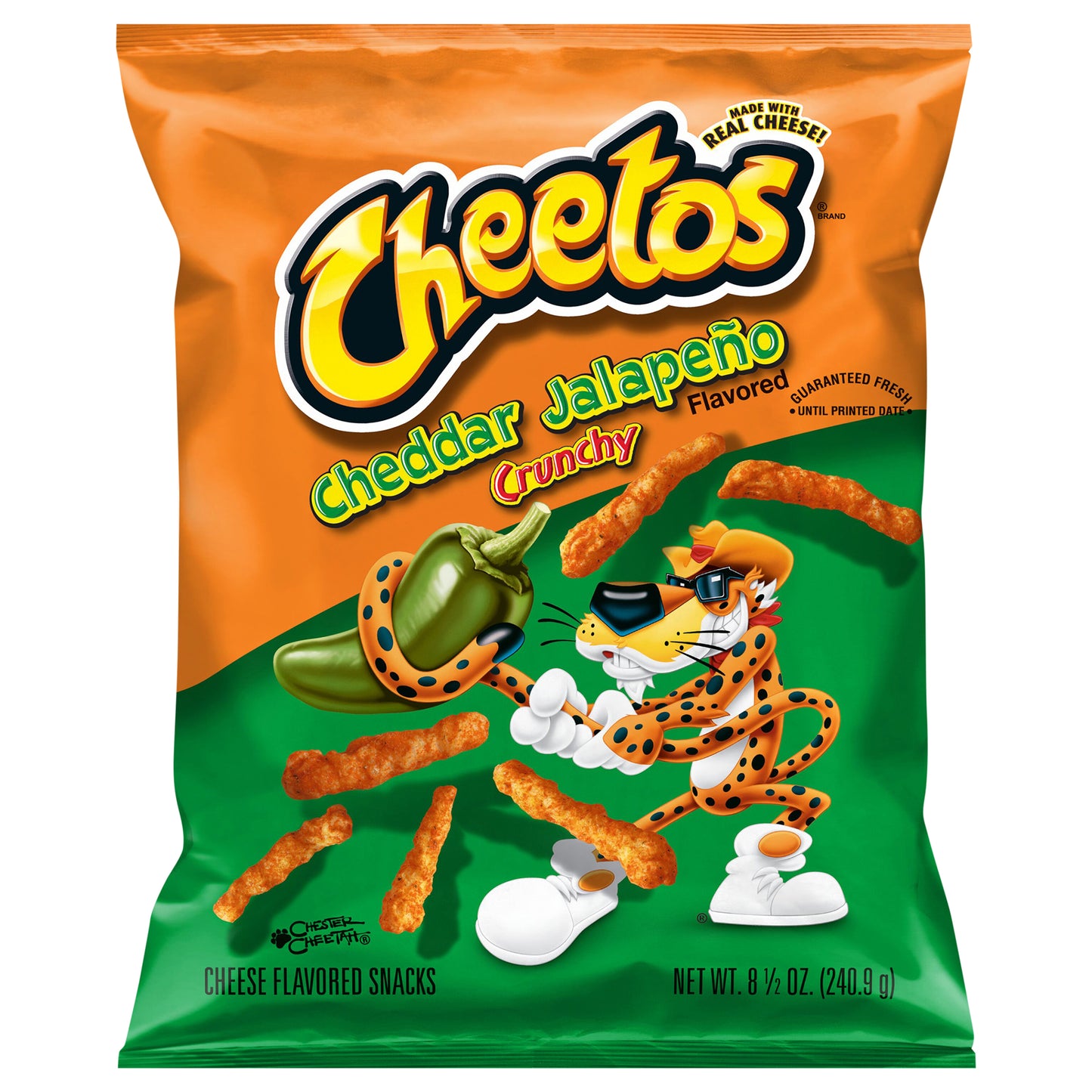 Cheetos Crunchy Cheese Flavored Snacks Cheddar Jalapeno Flavored 8 1/2 Oz