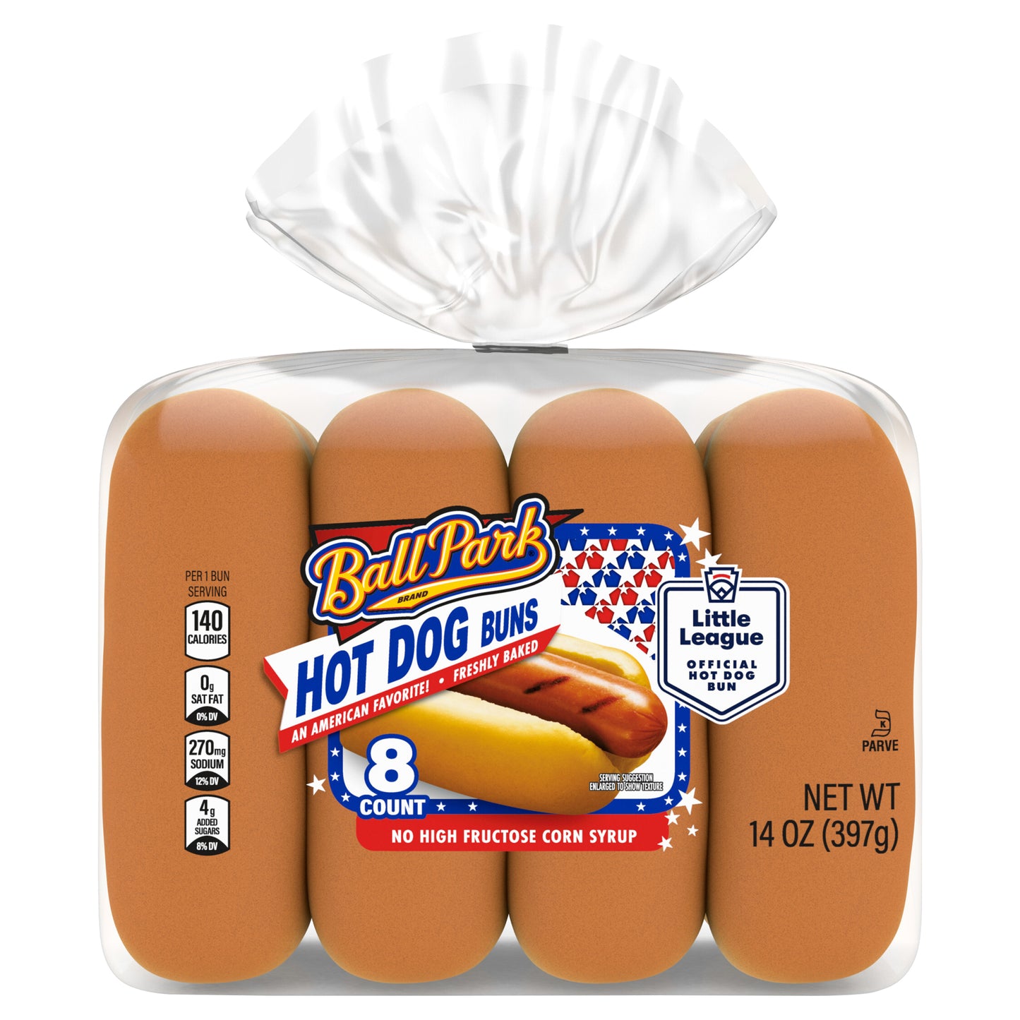 Ball Park White Hot Dog Buns, 8 count, 14 oz