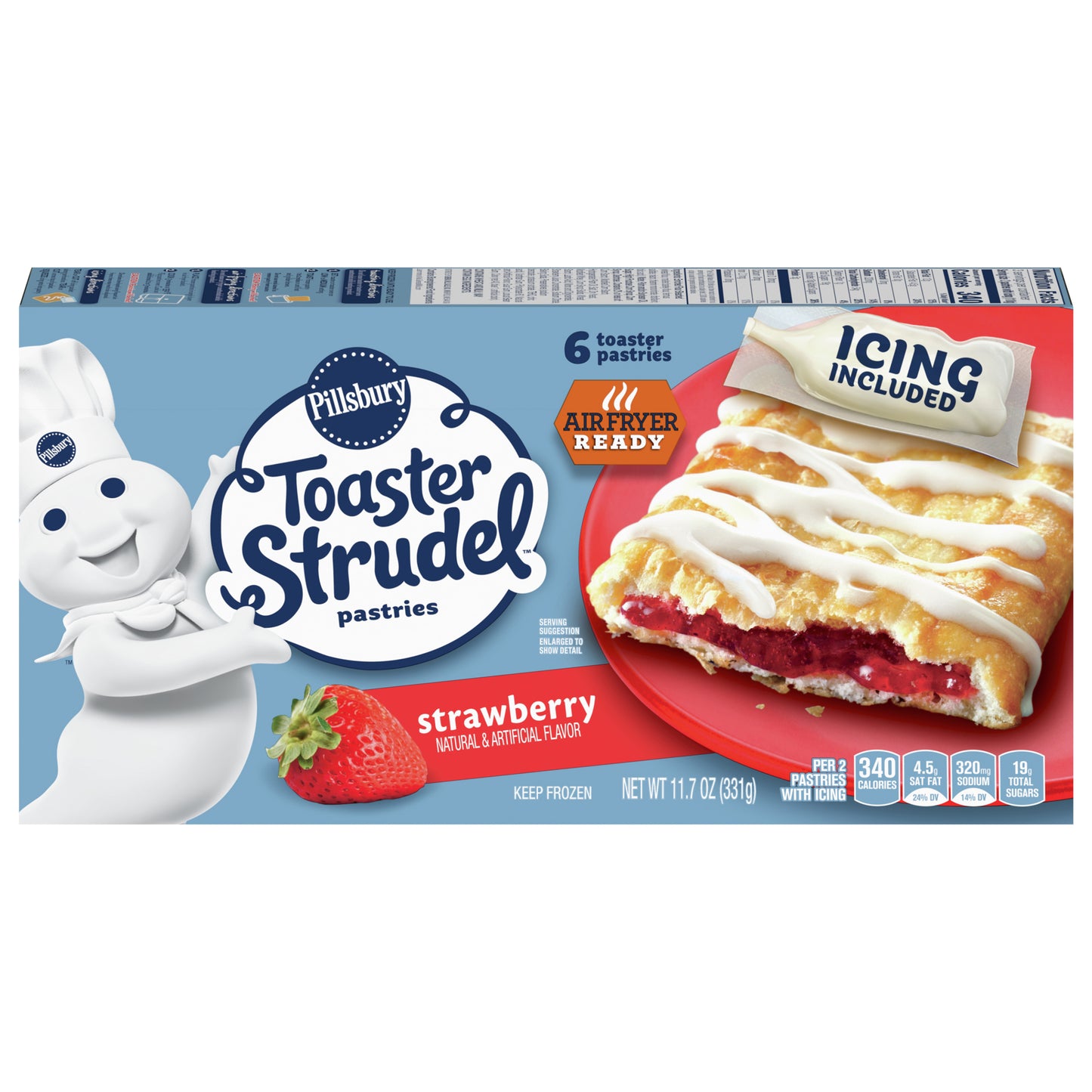 Pillsbury Toaster Strudel Pastries, Strawberry, 6 ct, 11.7 oz