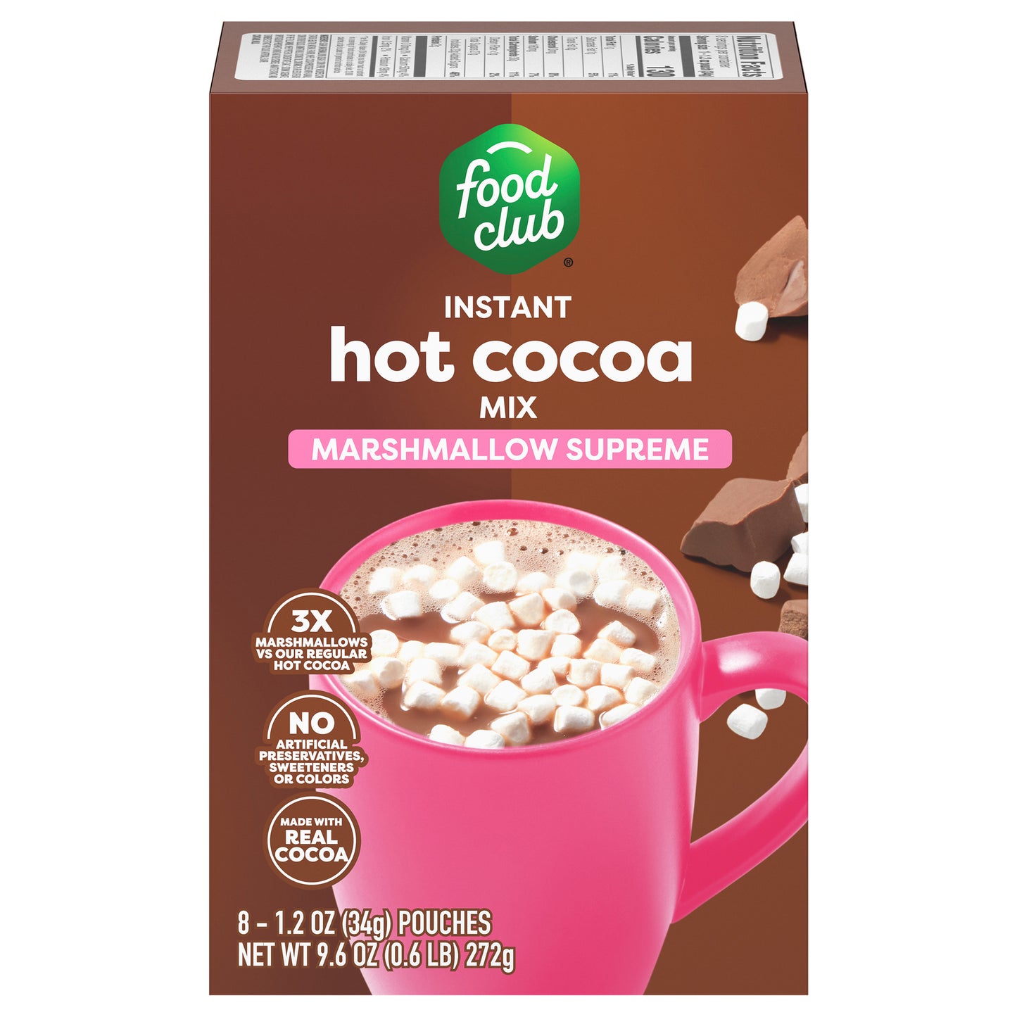 Food Club Instant Marshmallow Supreme Hot Cocoa Mix Pouch 8 ea