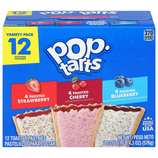 Pop-Tarts Frosted Strawberry/Frosted Cherry/Frosted Blueberry Toaster Pastries Variety Pack 12 ea