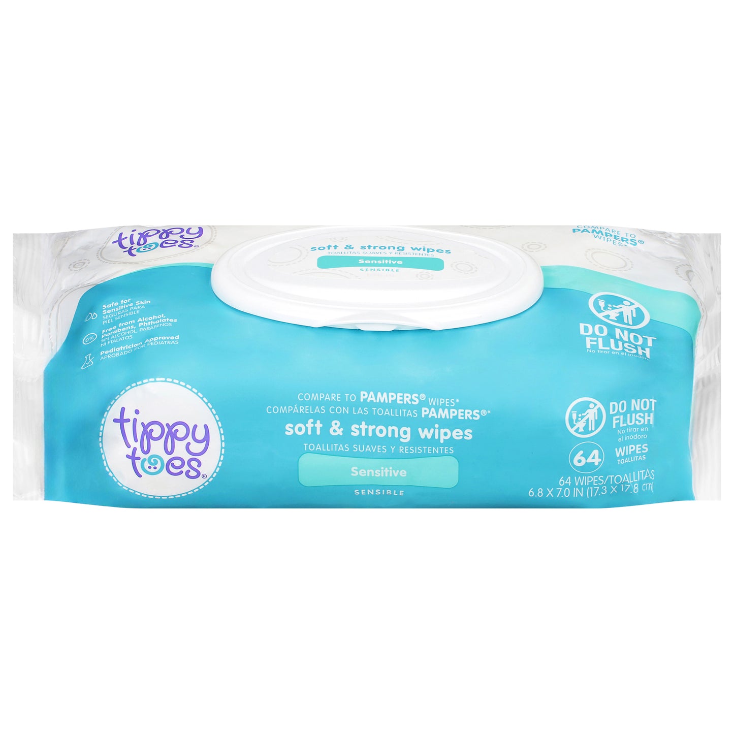 Tippy Toes Soft & Strong Sensitive Wipes 64 ea