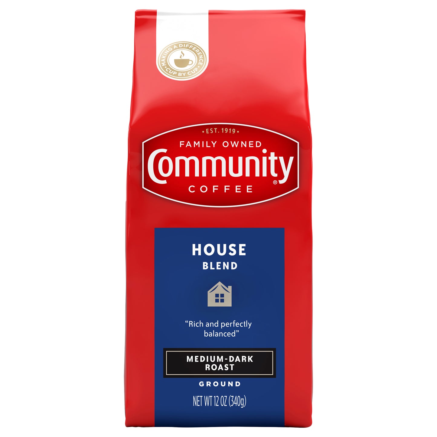 Community Coffee Medium-Dark Roast Ground House Blend Coffee 12 oz