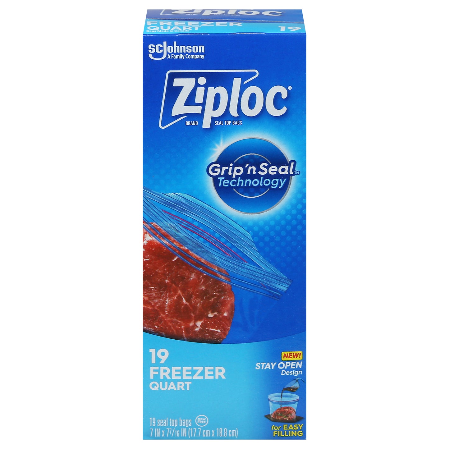 Ziploc Quart Freezer Seal Top Bags 19 ea