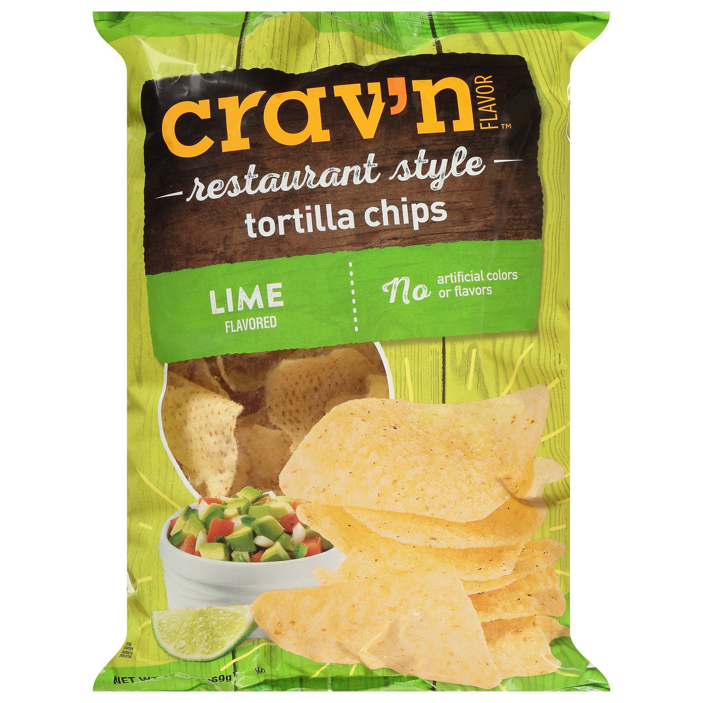 Crav'n Flavor Restaurant Style Lime Flavored Tortilla Chips 13 oz