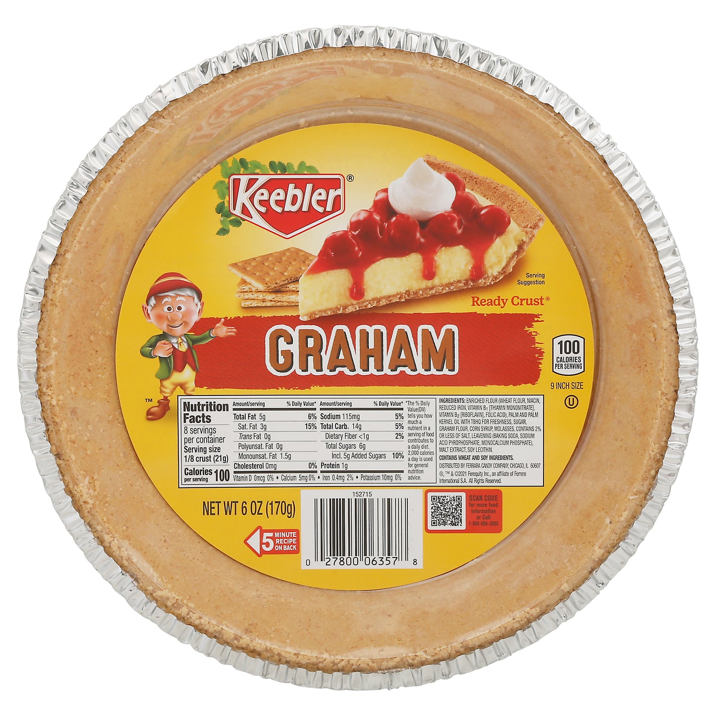 Keebler Ready Crust 9 Inch Graham Pie Crust 6 oz