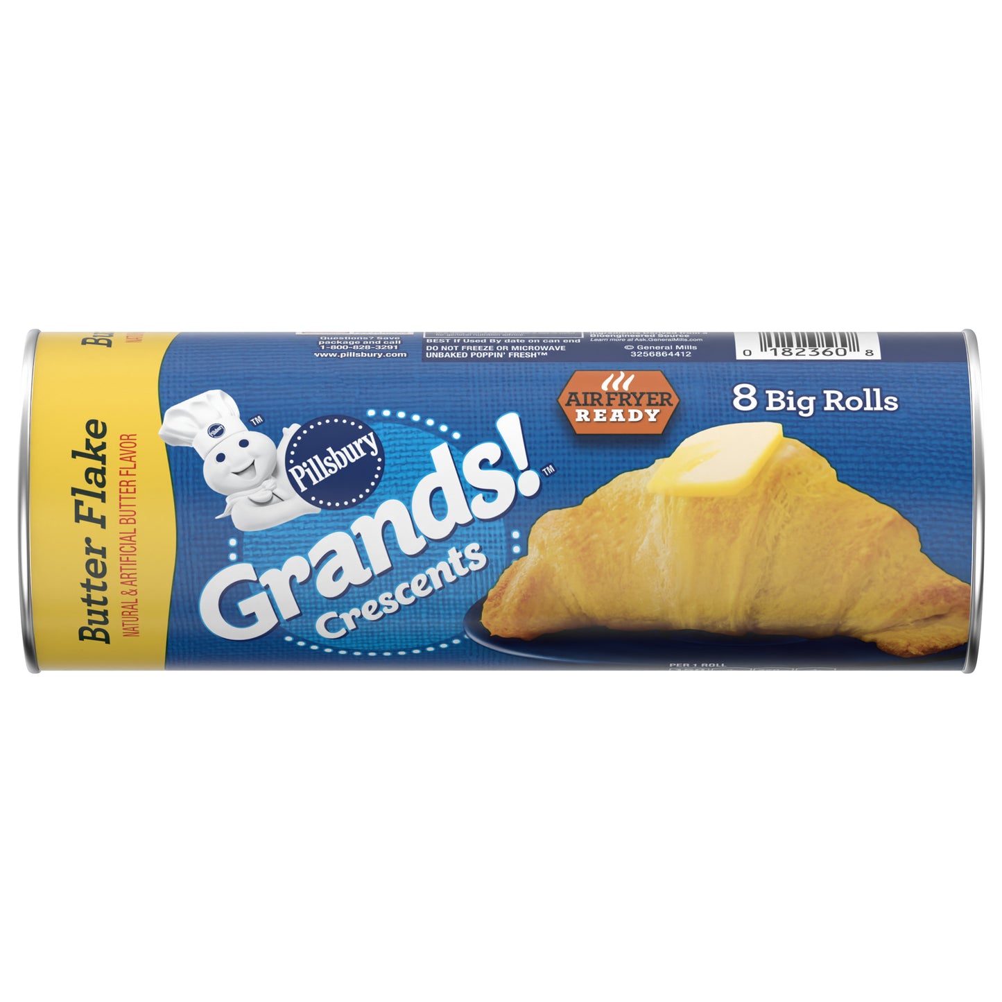 Pillsbury Grands! Crescent Rolls, Butter Flake Refrigerated Canned Pastry Dough, 8 Big Rolls, 12 oz