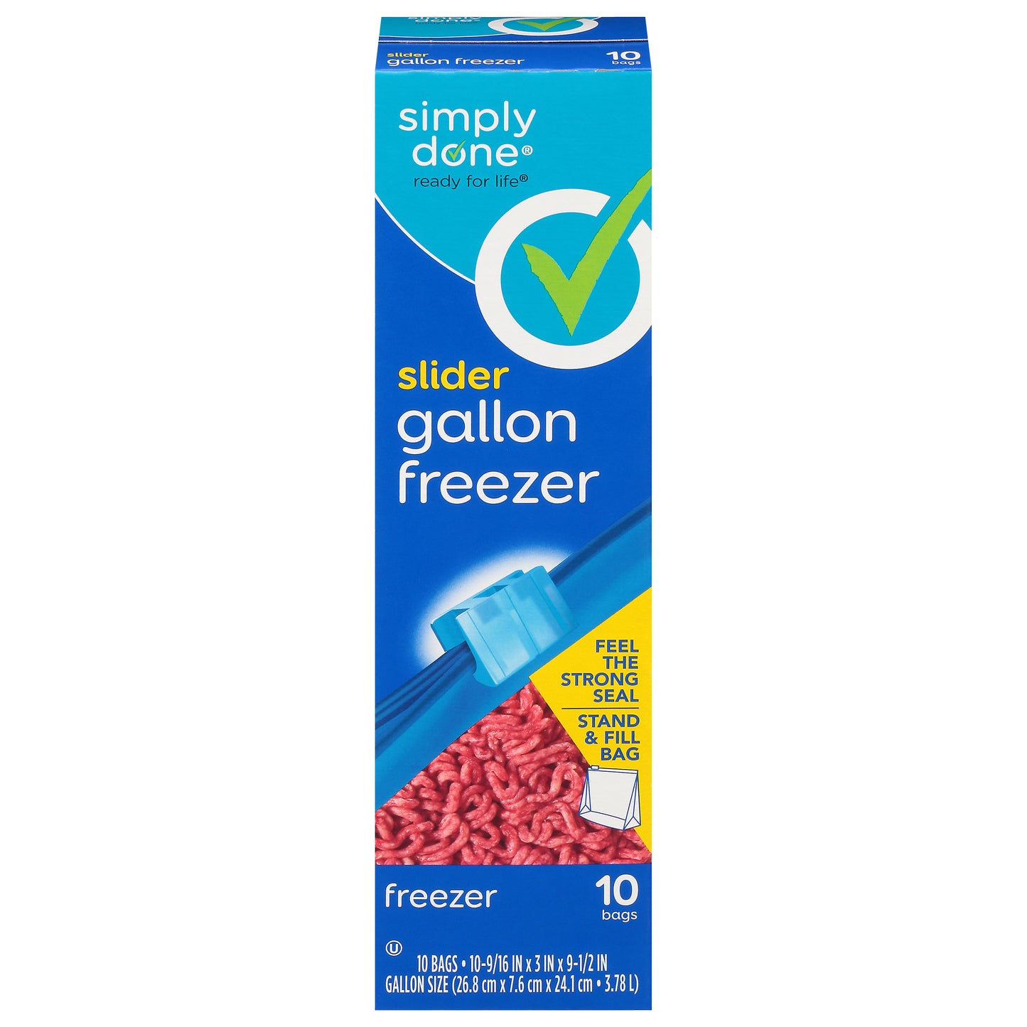 Simply Done Slider Freezer Bags Gallon Size 10 ea