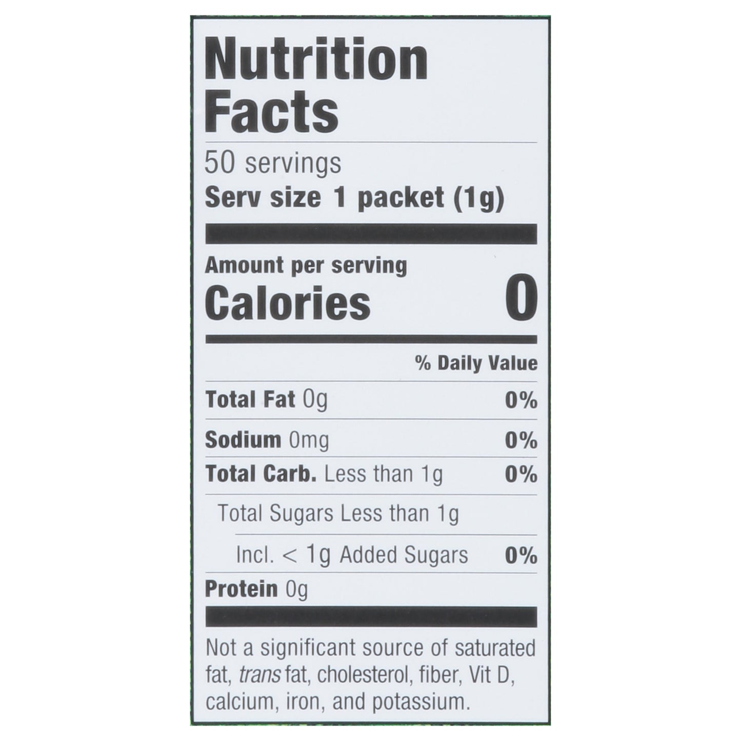 Stevia in the Raw Zero Calorie Sweetener 50 ea