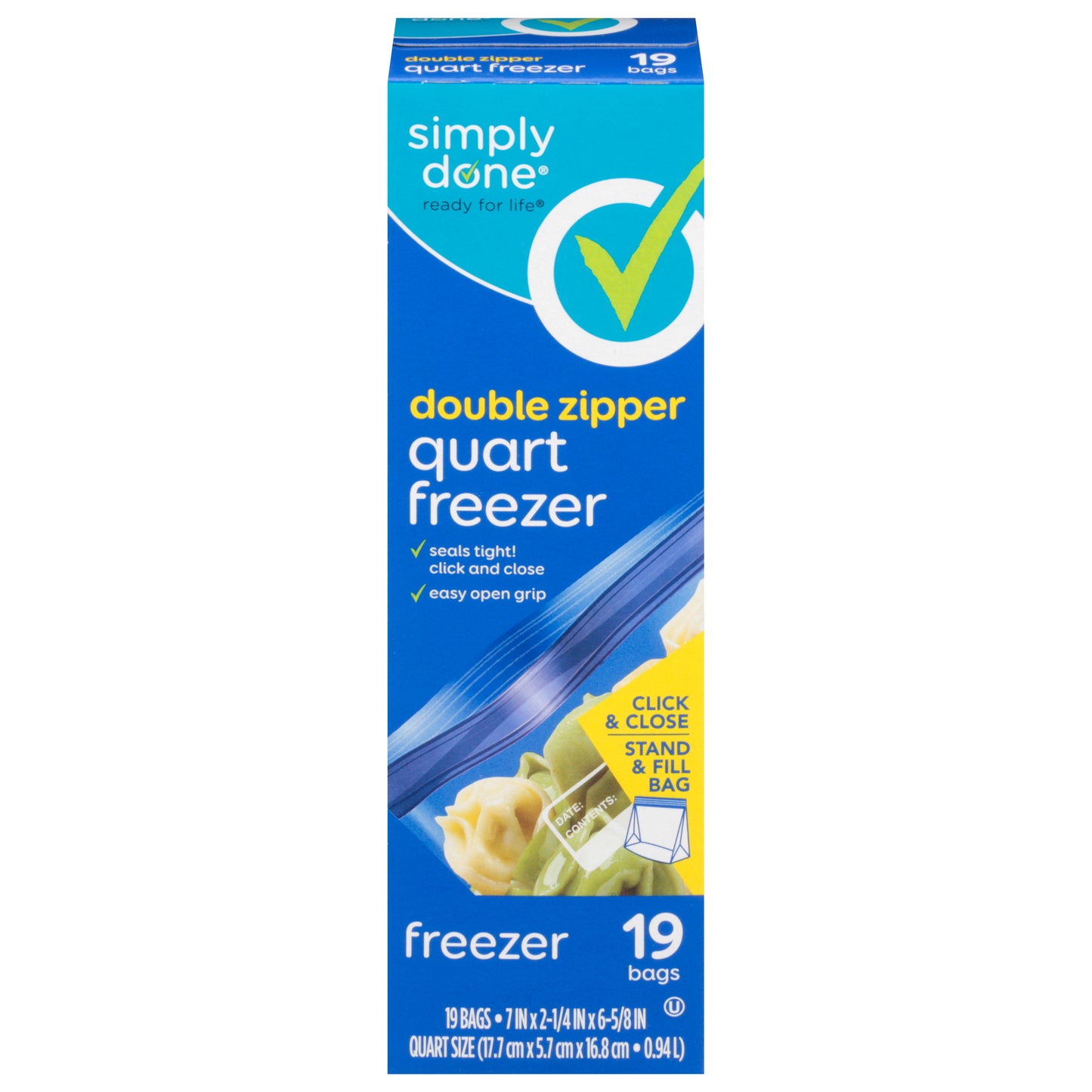 Simply Done Quart Size Double Zipper Freezer Bags 19 ea