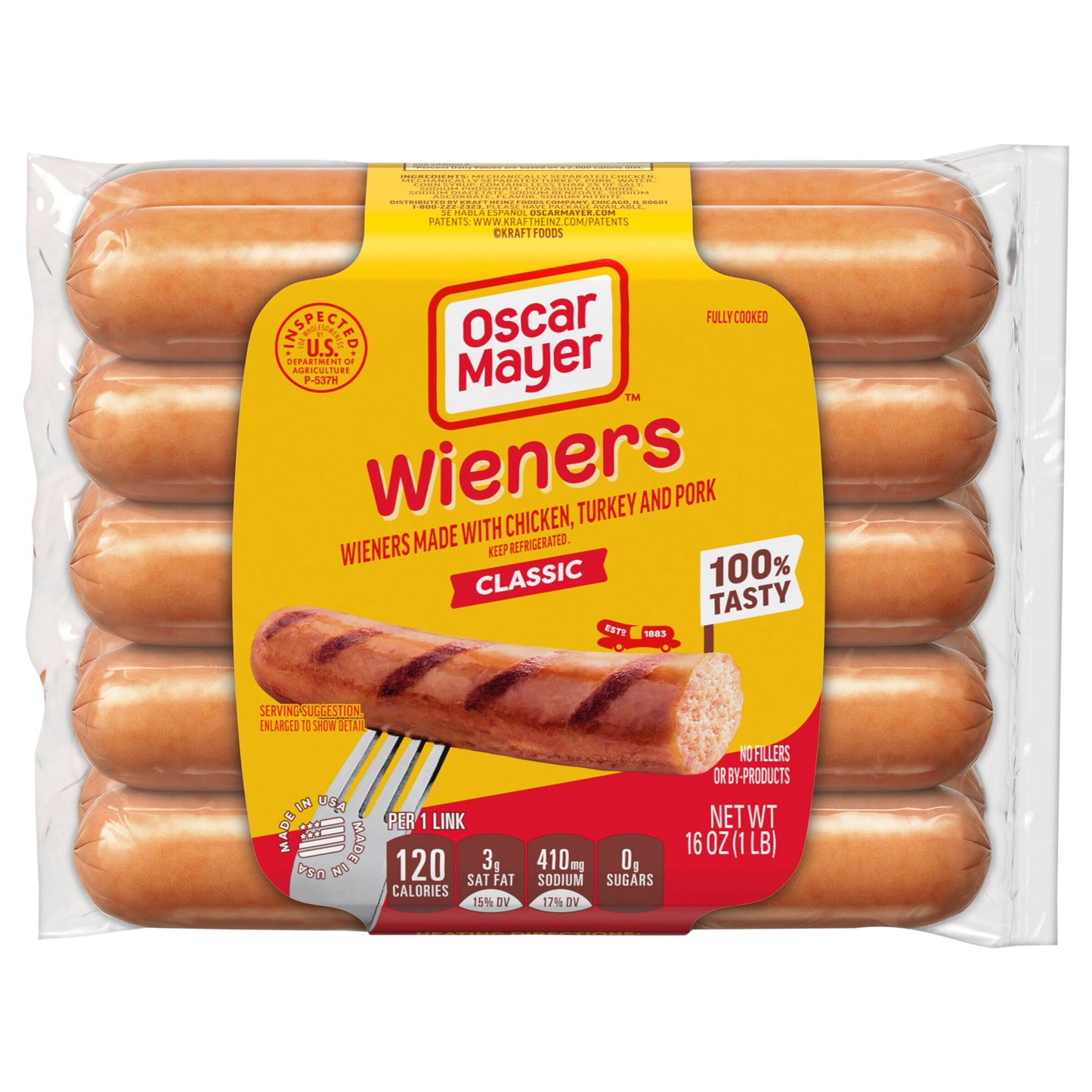 Oscar Mayer Classic Uncured Wieners Hot Dogs, 10 ct. Pack