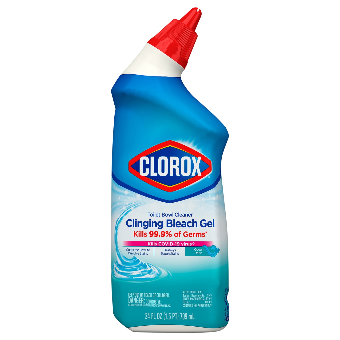 Clorox Toilet Bowl Cleaner Ocean Mist Clinging Bleach Gel