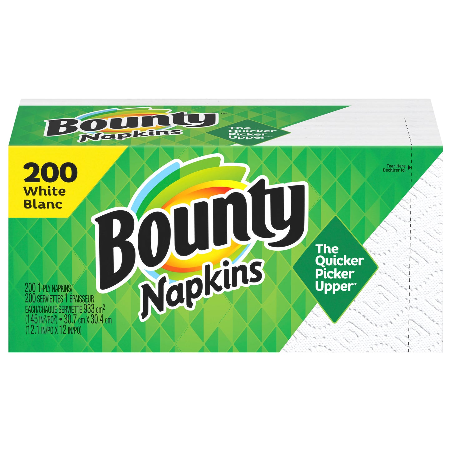 Bounty Paper Napkins, White and Print, 200 Count