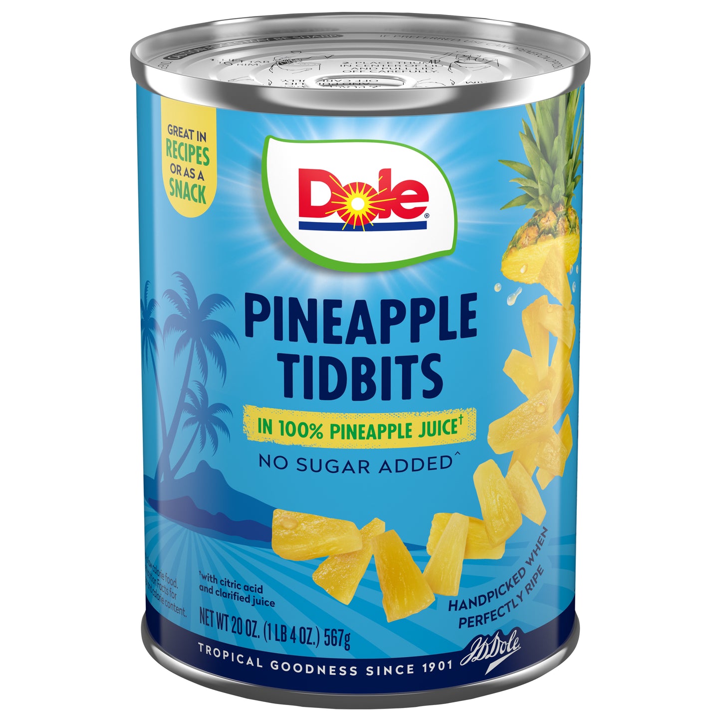 Dole Pineapple Tidbits in 100% Pineapple Juice 20 oz