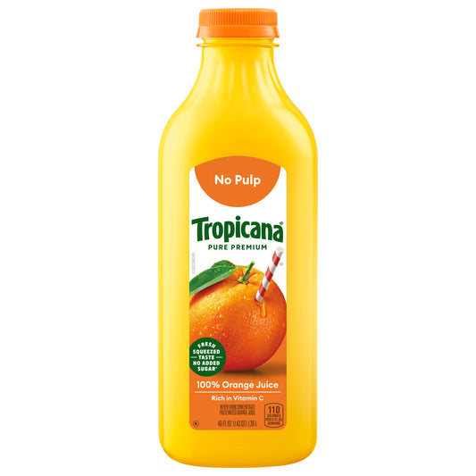 Tropicana Pure Premium Original No Pulp 100% Orange Juice, 46 Fl Oz Bottle