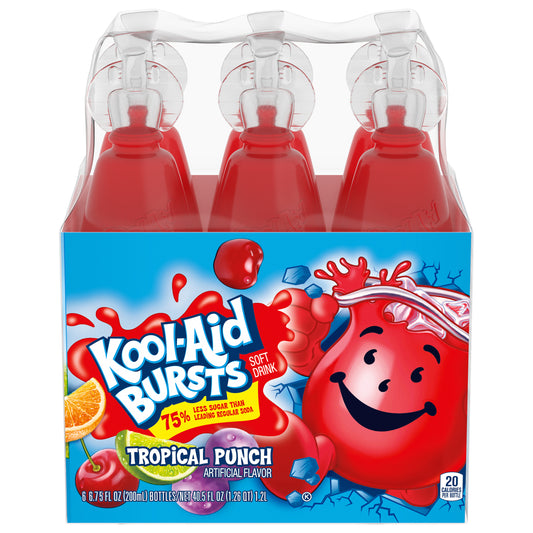 Kool-Aid Bursts Tropical Punch Ready-To-Drink Soft Drink, 6 ct - 6.75 fl oz Bottles