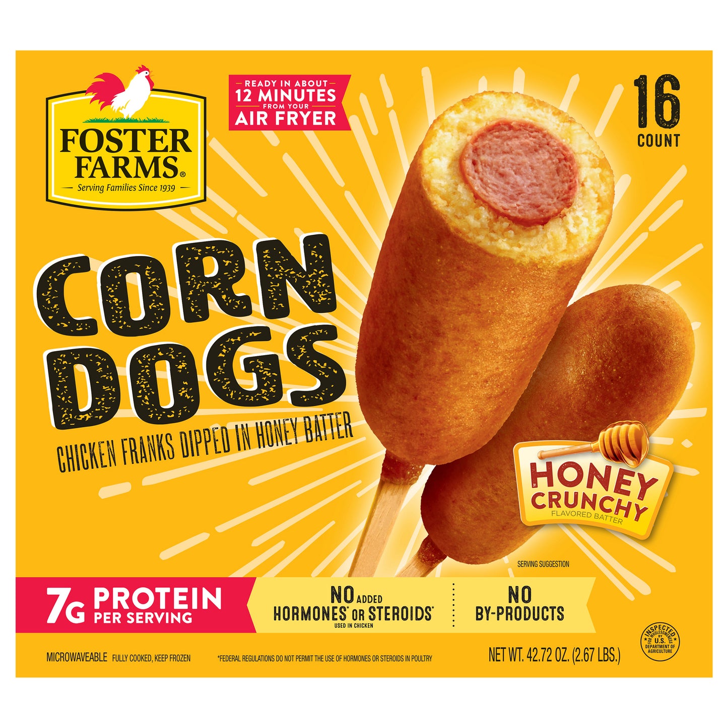 Foster Farms Chicken Corn Dogs, 2.67 oz.,16 count box, 2.67 lb. Box