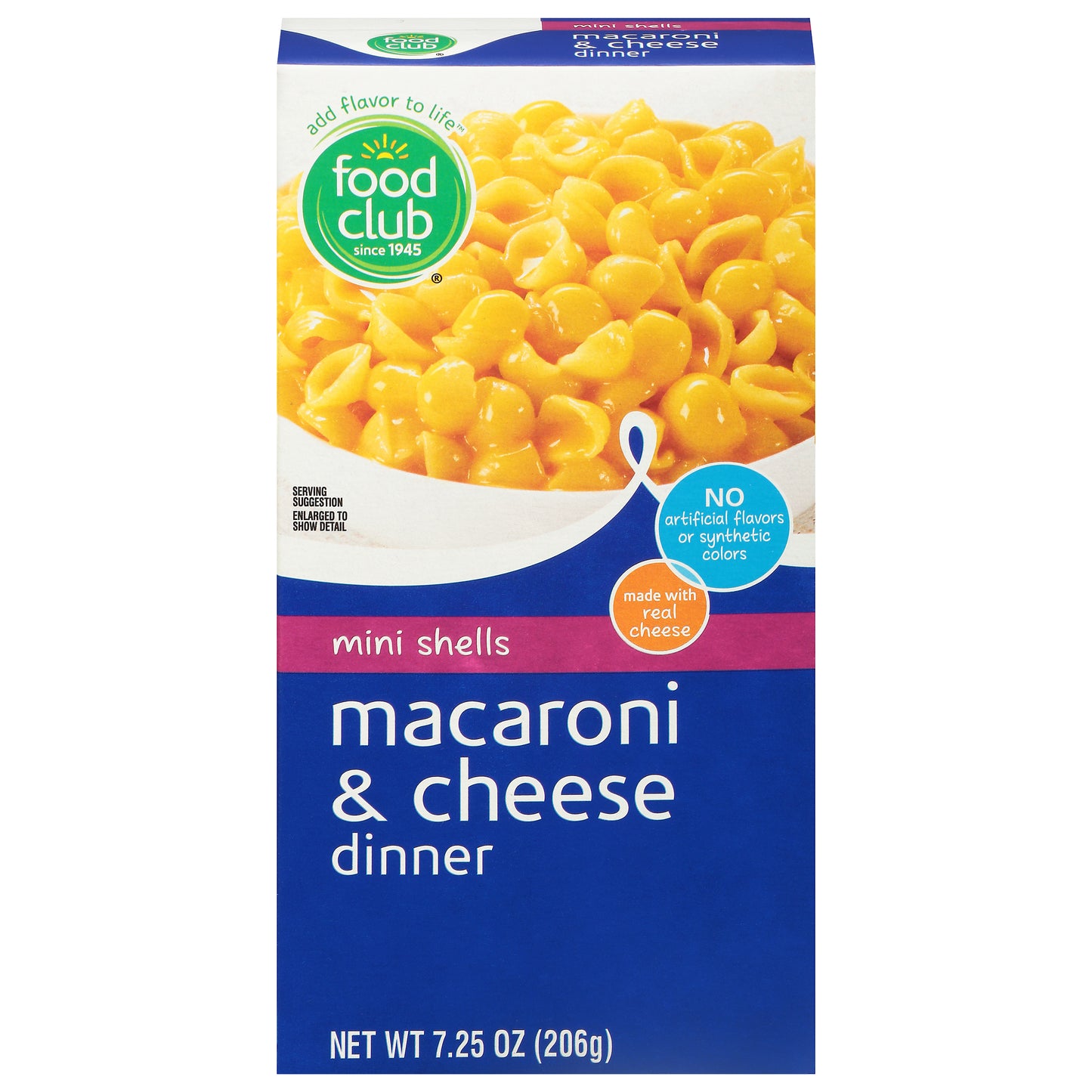 Food Club Mini Shells Macaroni & Cheese Dinner 7.25 oz
