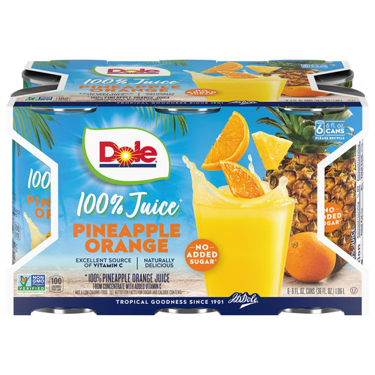 Dole Pineapple Orange 100% Juice 6 - 6 fl oz Cans