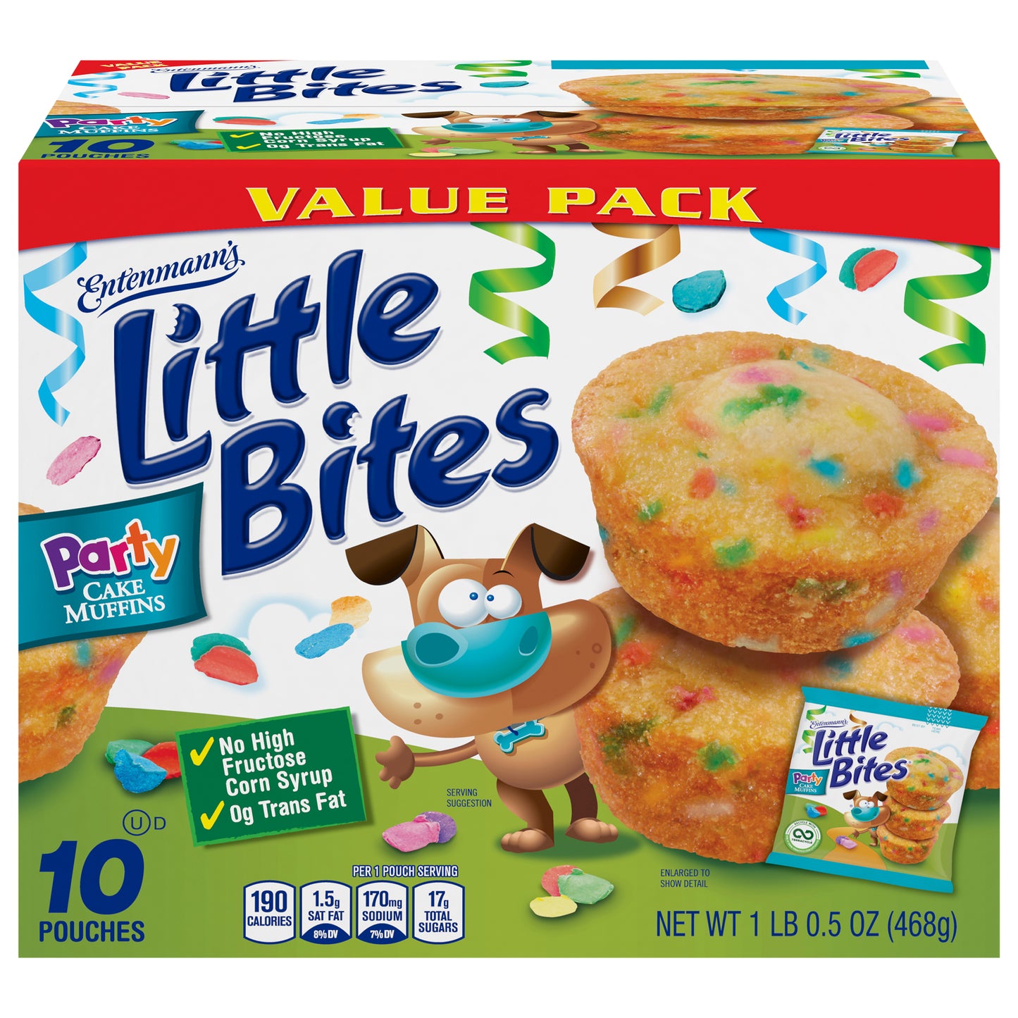 Entenmann's Little Bites Party Cake Mini Muffins, 10 pouches, 16.5 oz