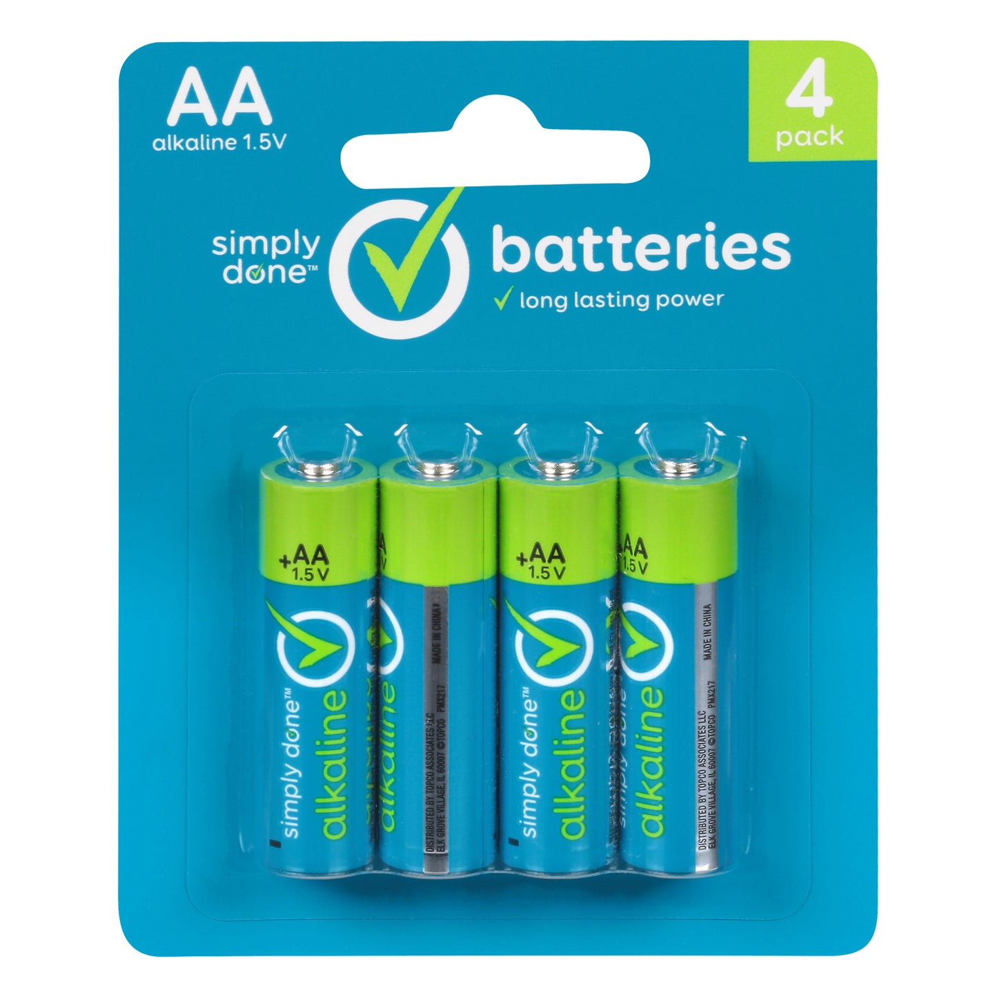 Simply Done 4 Pack Aa Alkaline Batteries 4 4 ea Blister Pack