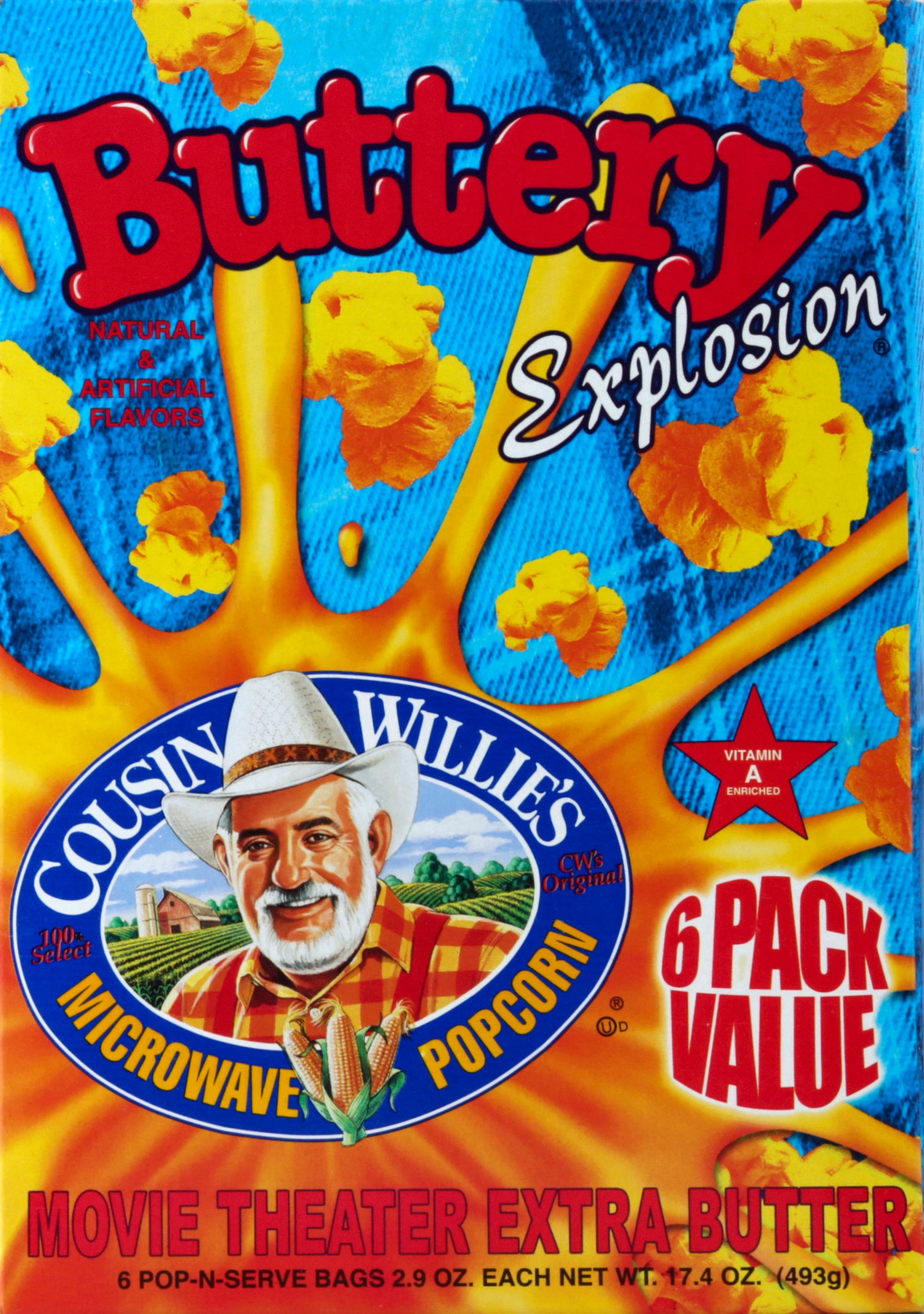 Cousin Willie's Buttery Popcorn 6 CT