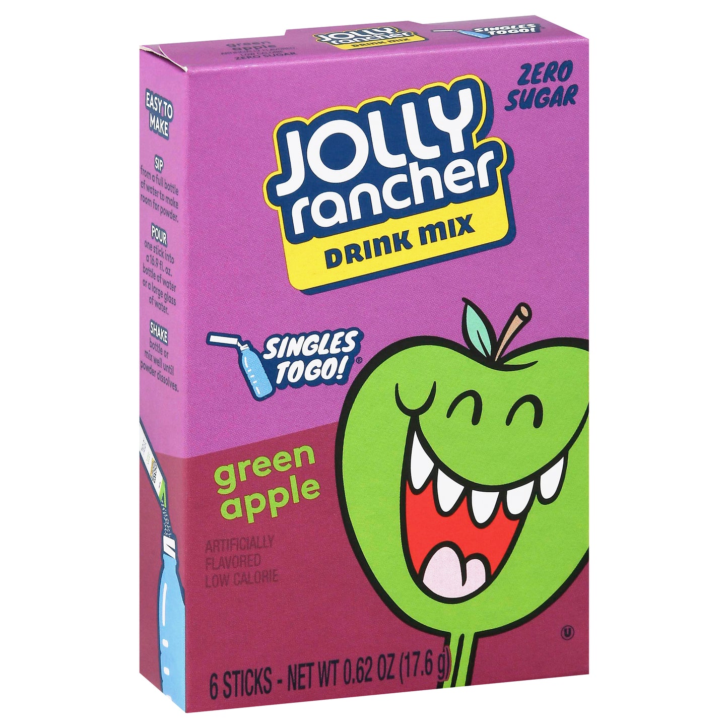 Jolly Rancher Sugar Free Green Apple Drink Mix 6 Sticks