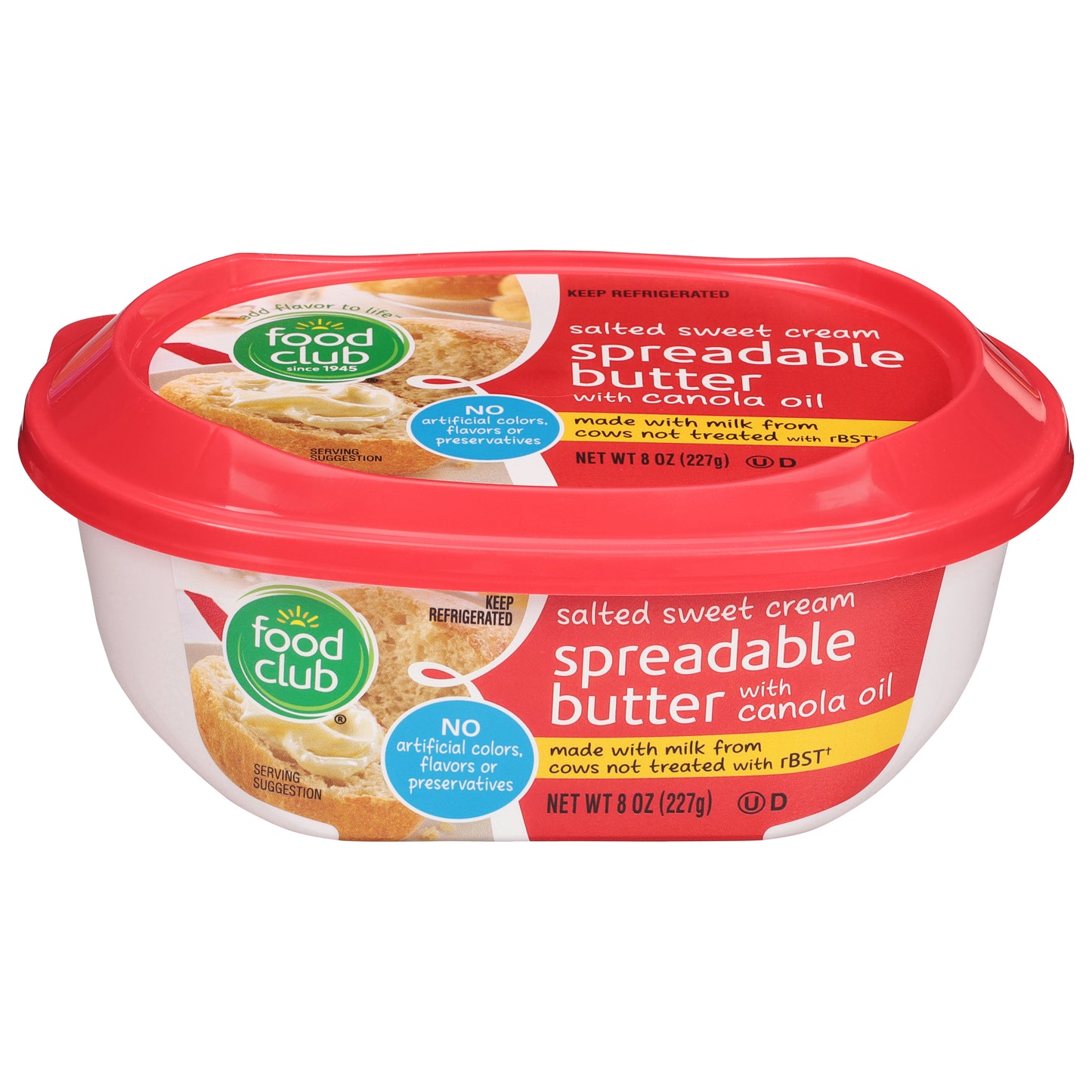 Food Club Salted Sweet Cream Spreadable Butter with Canola Oil 8 oz
