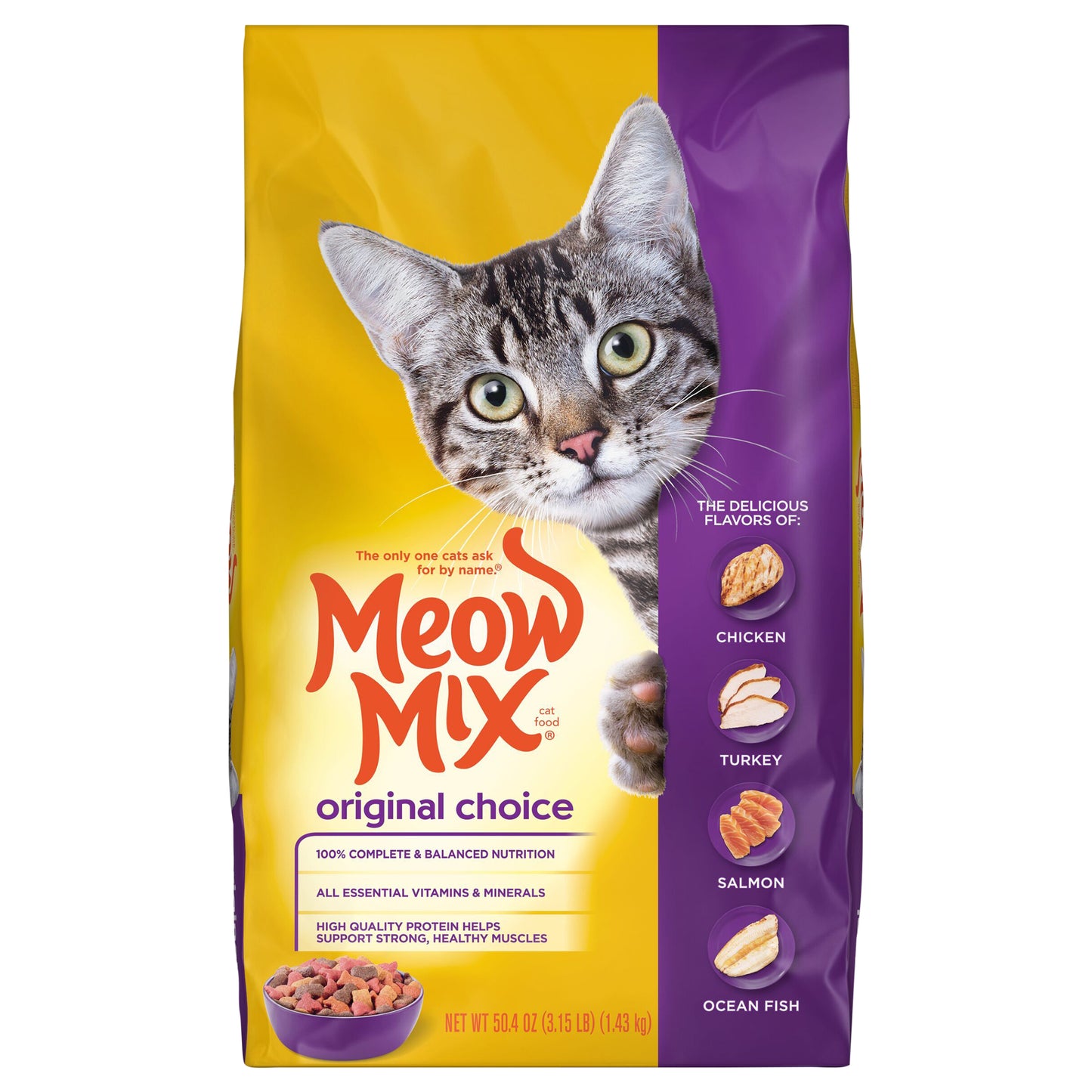 Meow Mix Original Choice Dry Cat Food, 3.15-Pound Bag