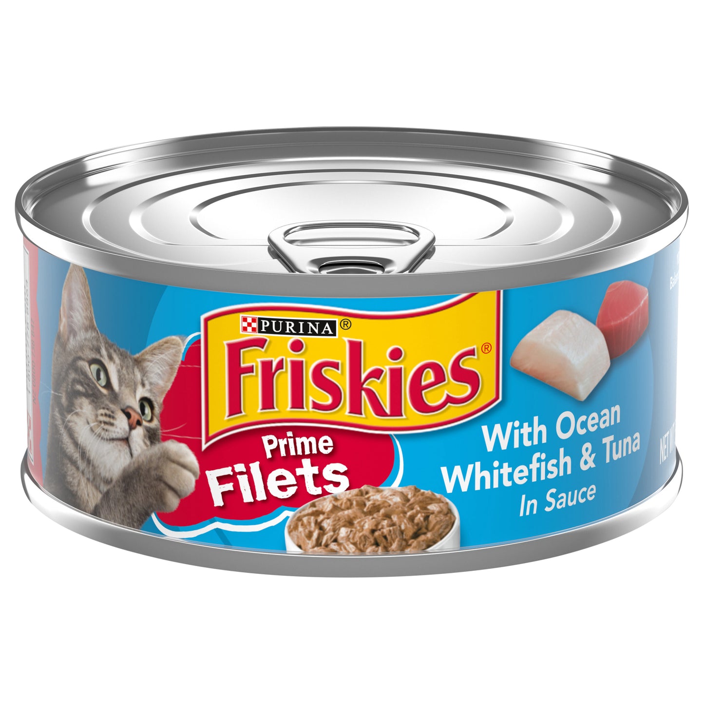 Purina Friskies Wet Cat Food, Prime Filets With Ocean Whitefish & Tuna in Sauce - 5.5 oz. Can