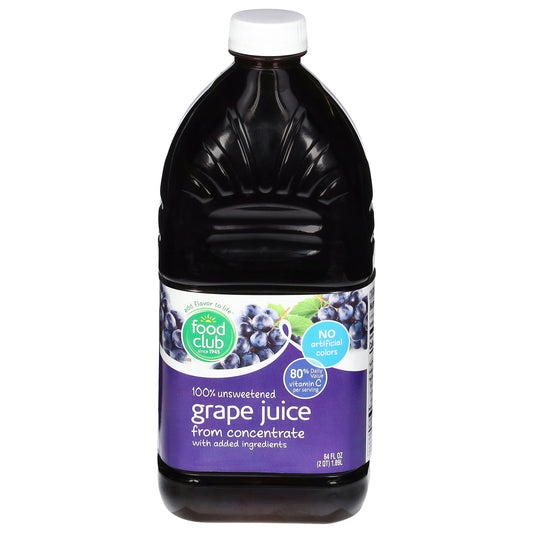 Food Club 100% Unsweetened Grape Juice 64 fl oz
