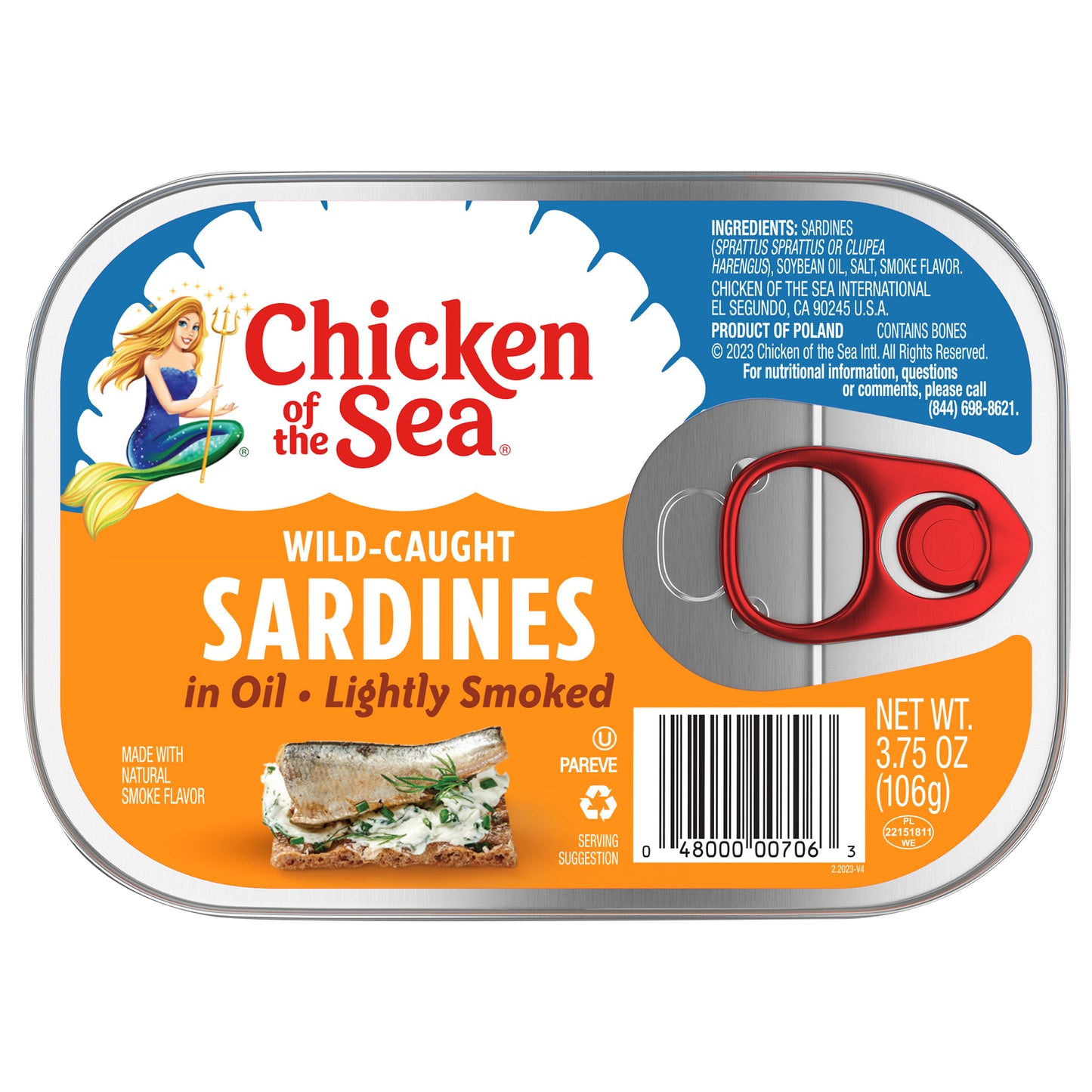 Chicken of the Sea Wild-Caught Sardines in Oil Lightly Smoked 3.75 oz
