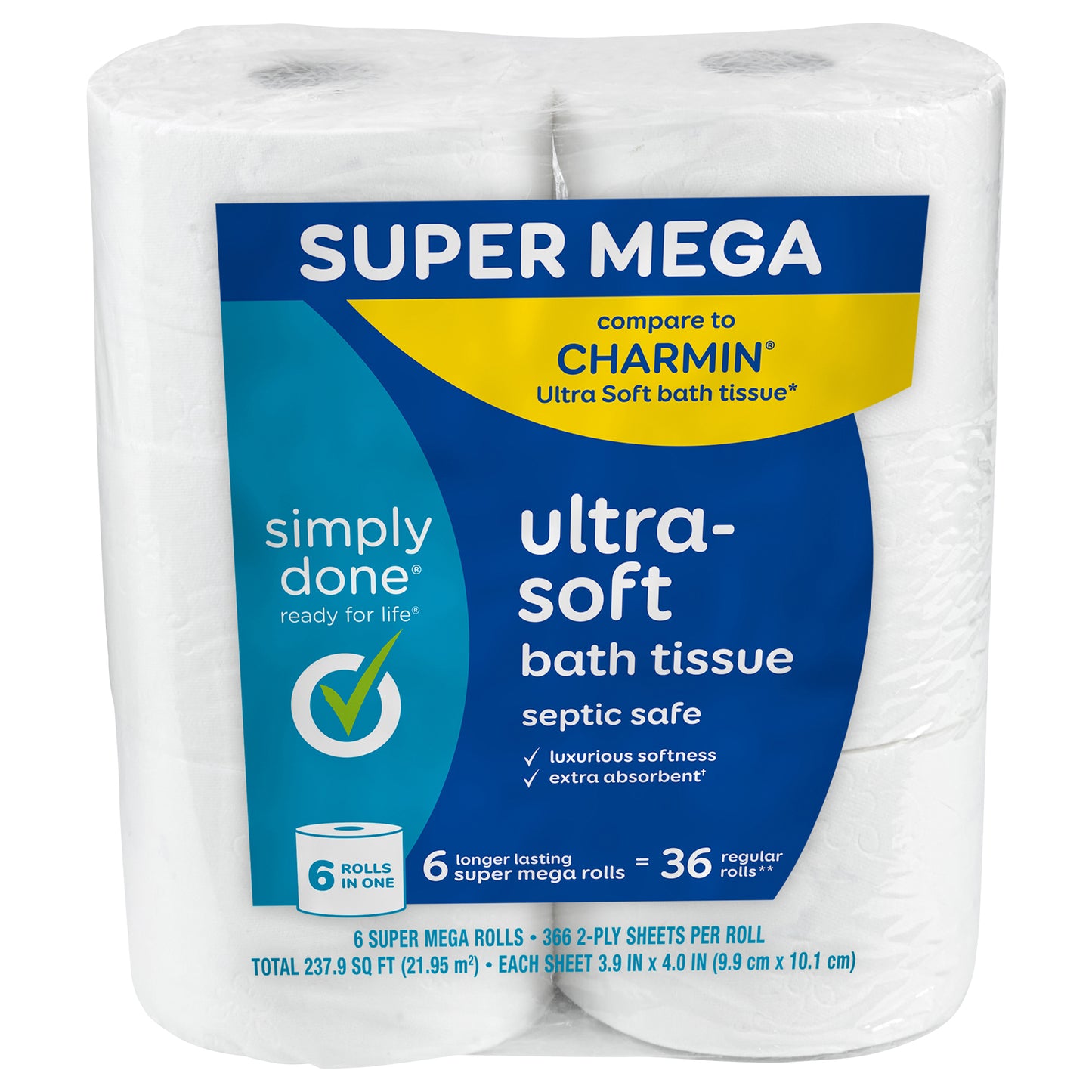 Simply Done Ultra-Soft 2-Ply Bath Tissue Super Mega 6 ea