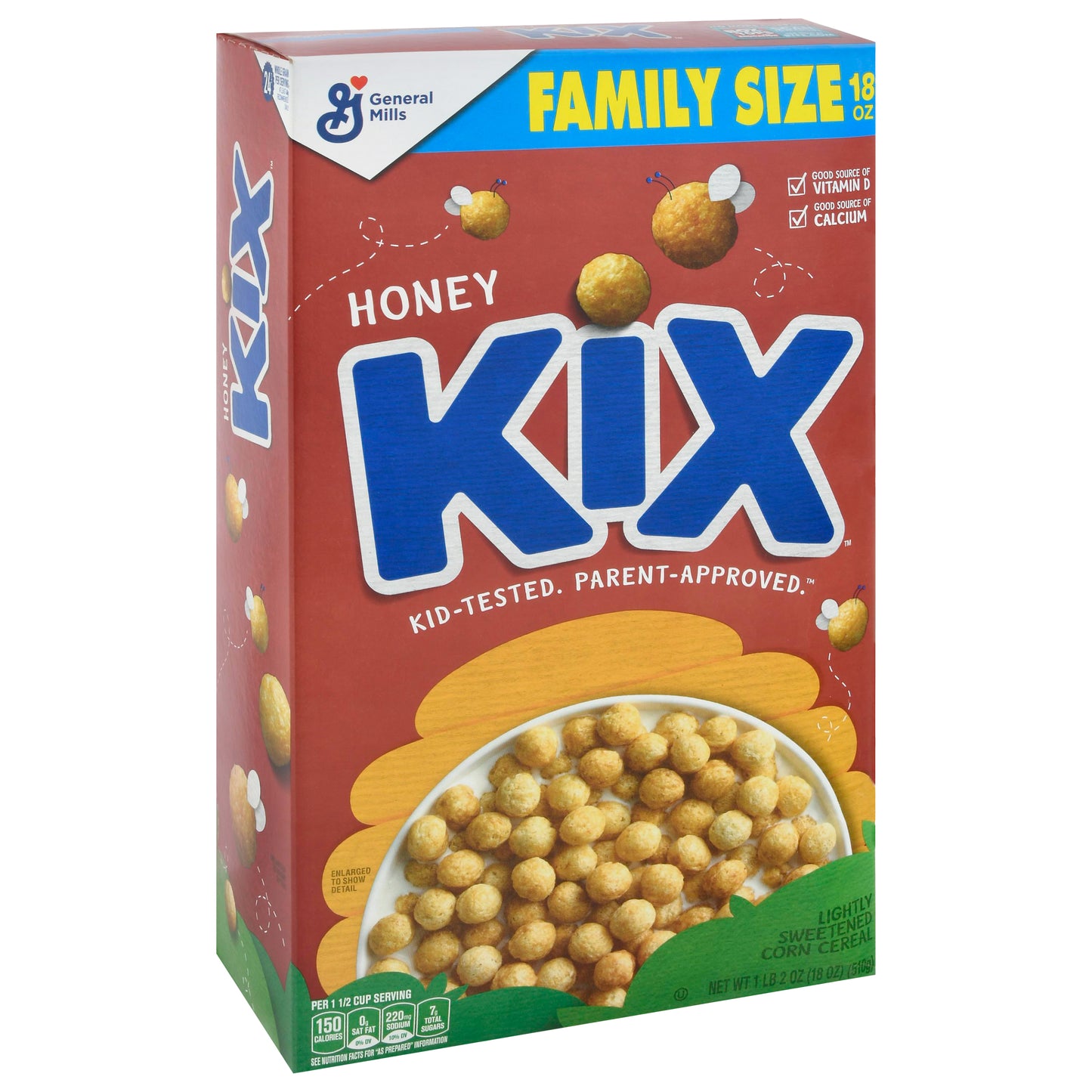 Honey Kix Lightly Sweetened Corn Cereal Family Size 18 oz