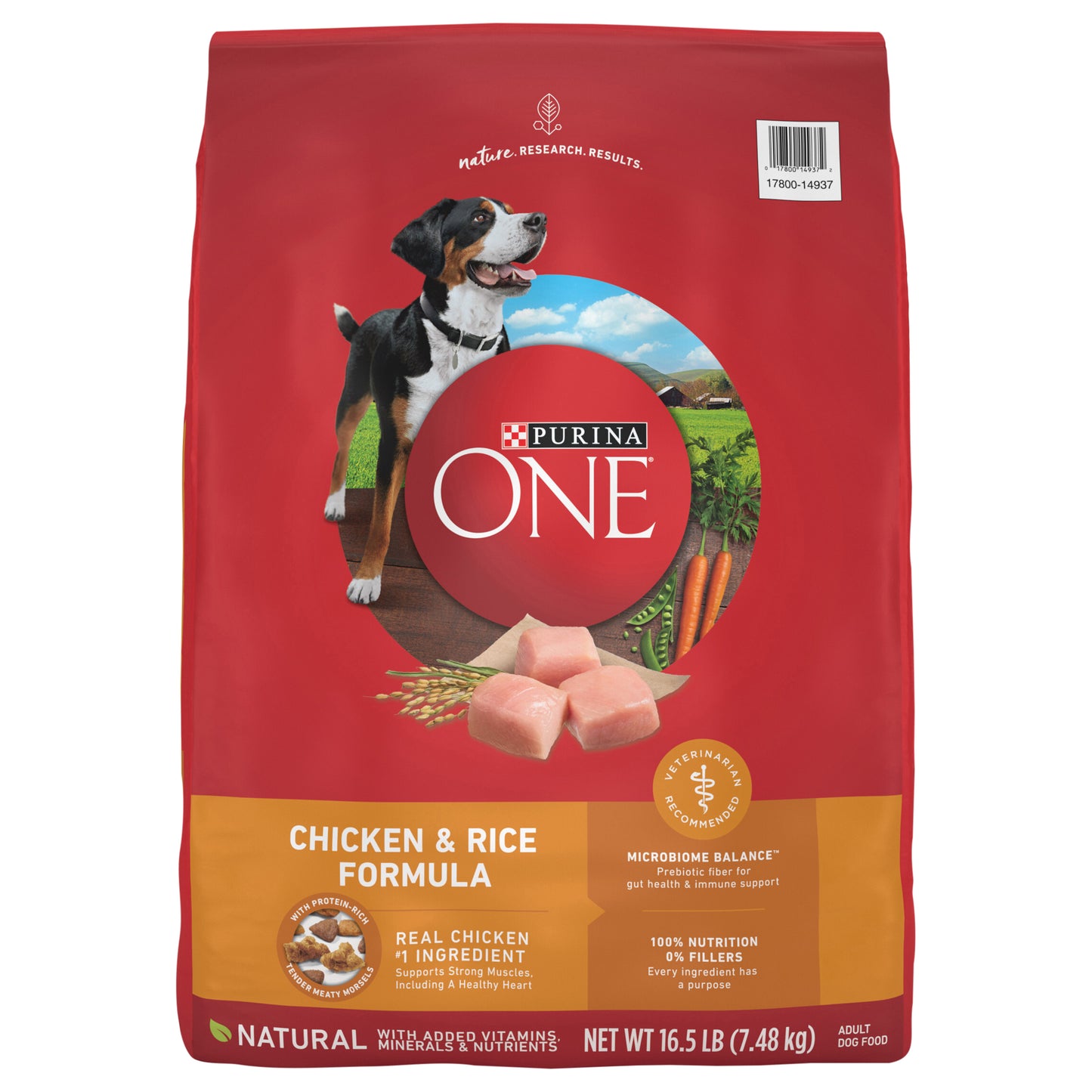 Purina ONE Natural Dry Dog Food, SmartBlend Chicken & Rice Formula  16.5 lb. Bag