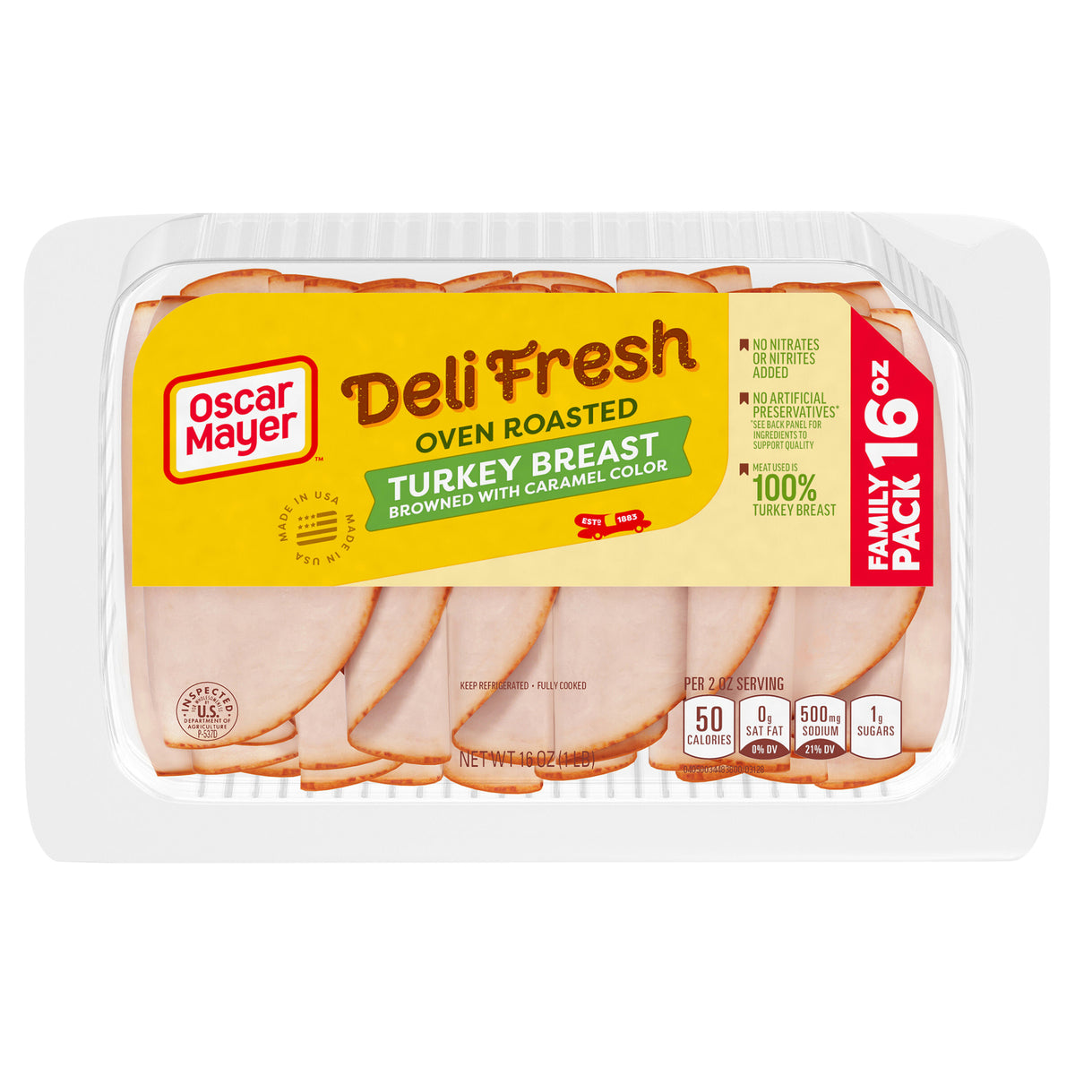 Oscar Mayer Deli Fresh Oven Roasted Sliced Turkey Breast Deli Lunch Meat Family Size, 16 oz Package