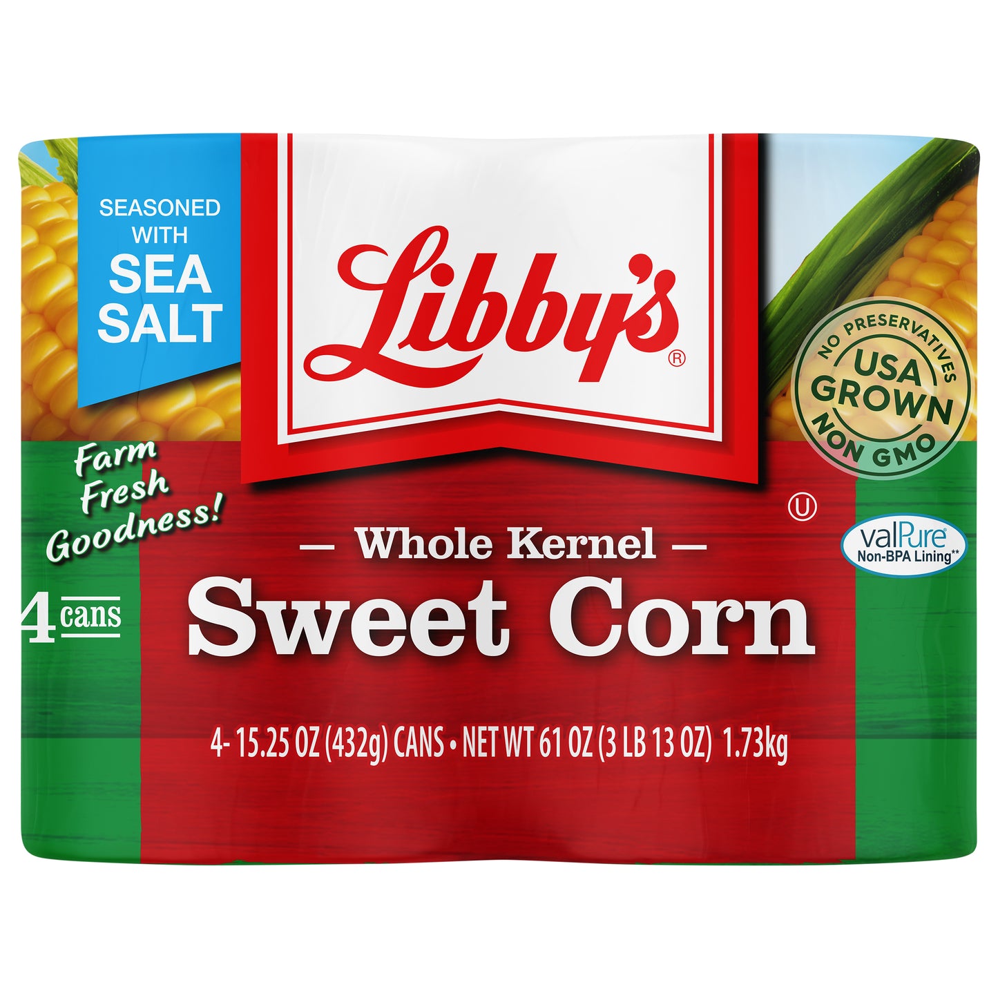 Libby's Whole Kernel Sweet Corn, 15.25 oz, 4-Cans