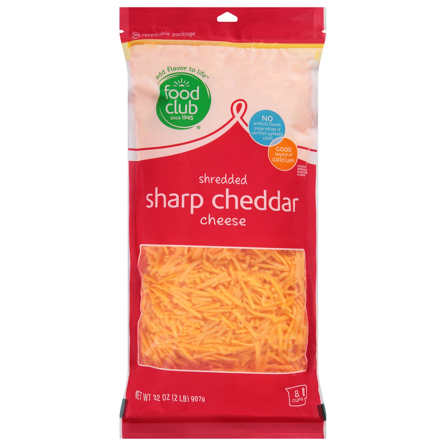Food Club Sharp Cheddar Shredded Cheese 32 oz