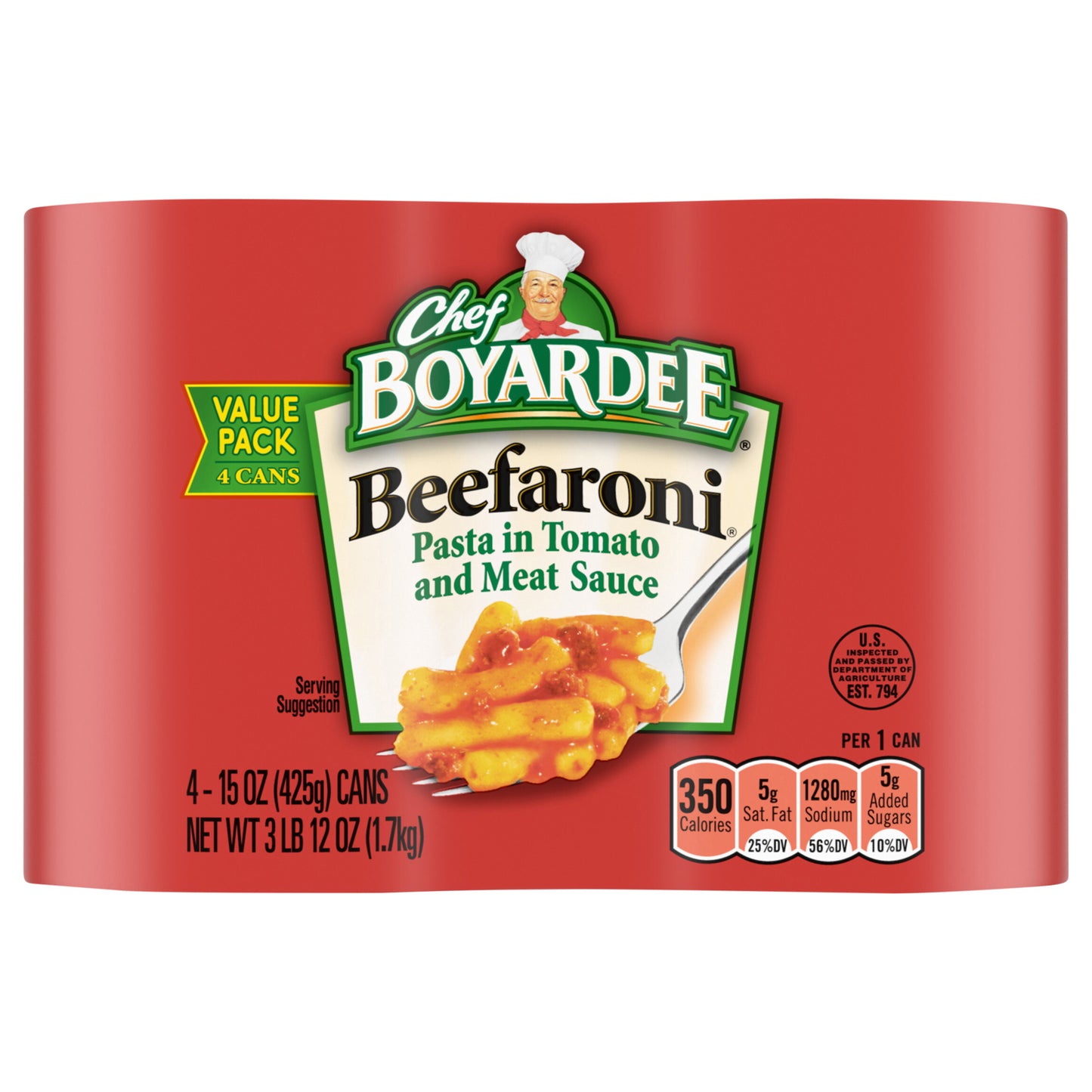 Chef Boyardee Beefaroni, 15 oz, 4 Pack