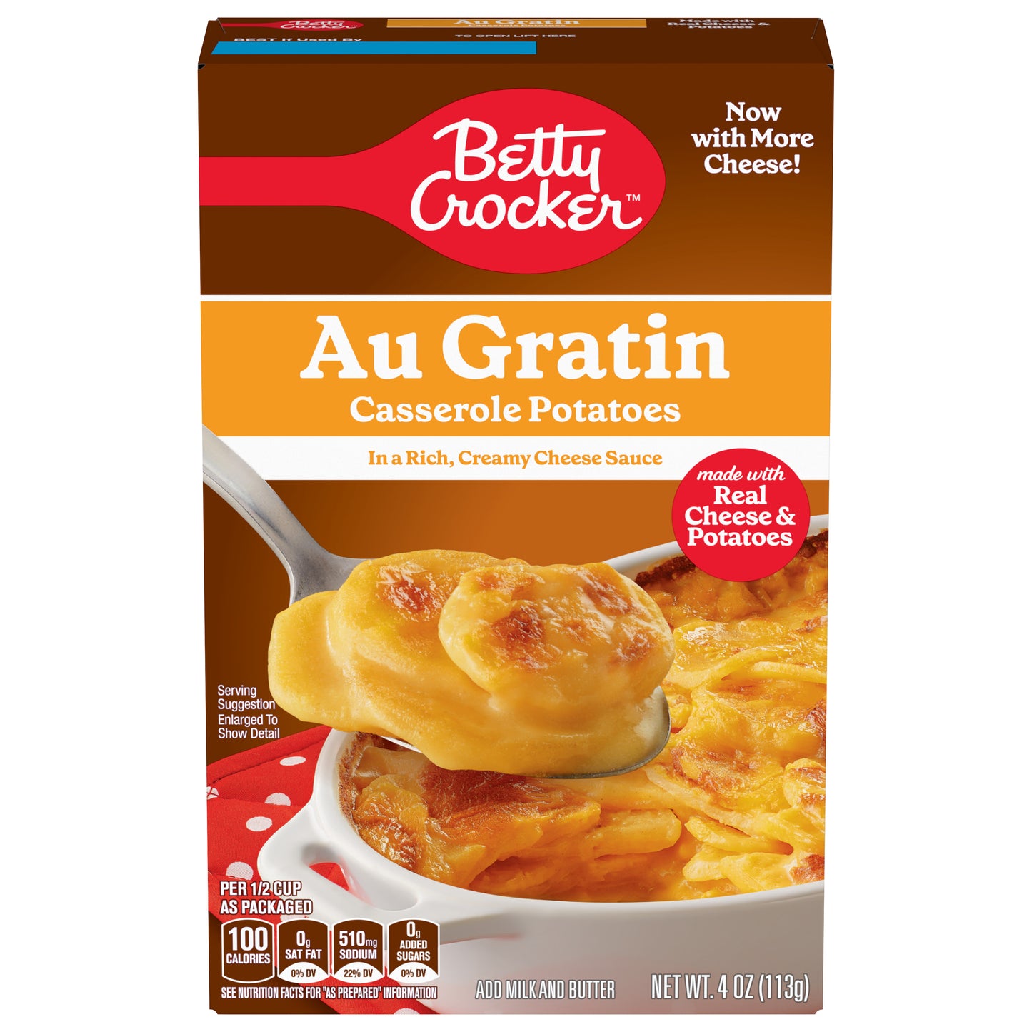 Betty Crocker Au Gratin Casserole Potatoes, Made with Real Cheese, 4 oz Box