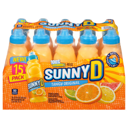 Sunnyd Tangy Original Orange Juice Drink, 15 Count, 11.3 Fl Oz Bottles