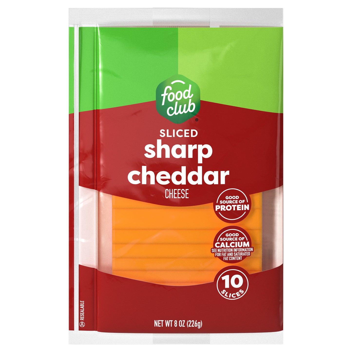 Food Club Sliced Sharp Cheddar Cheese 10 ea