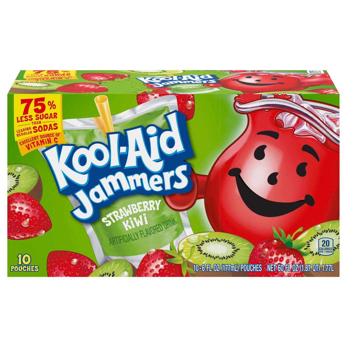 Kool-Aid Jammers Strawberry Kiwi Flavored 0% Juice Drink, 10 ct Box, 6 fl oz Pouches