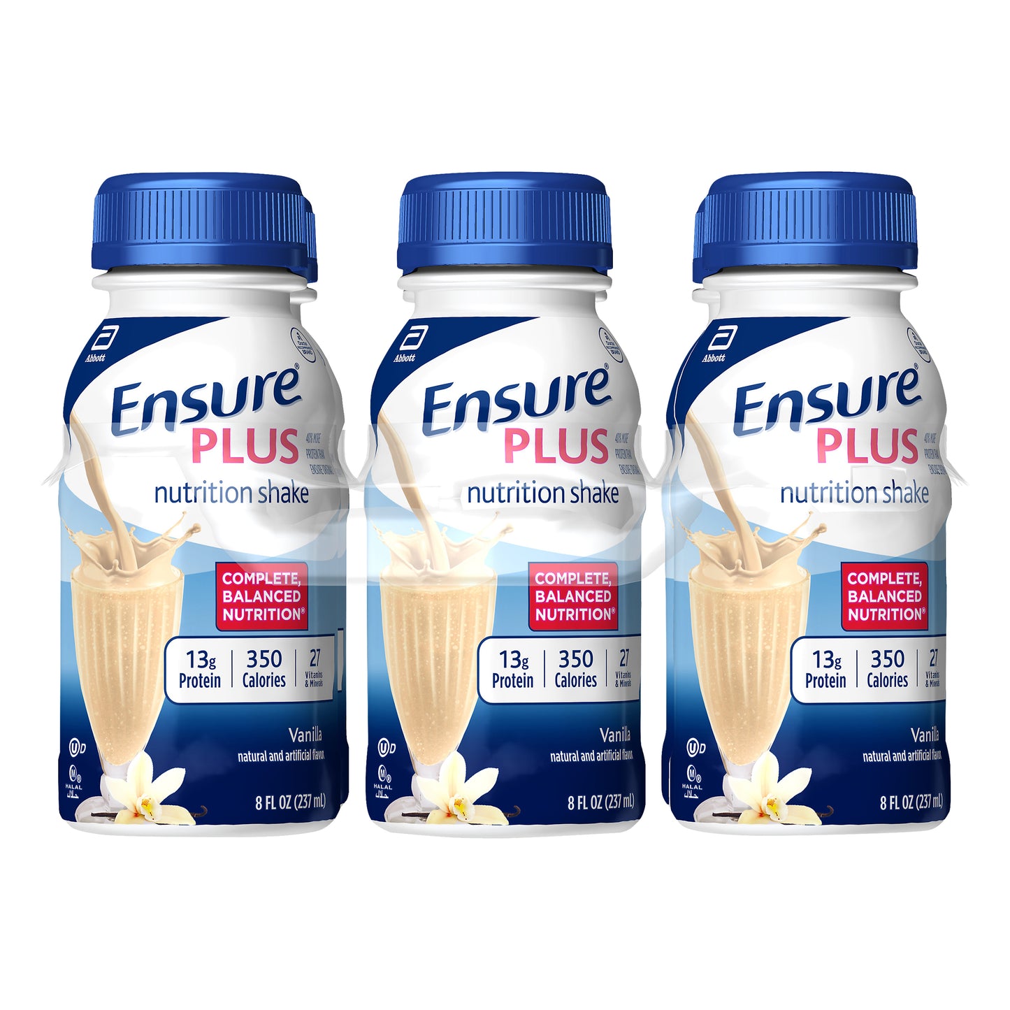Ensure Plus Nutrition Shake with 13 grams of high-quality protein, Meal Replacement Shakes, Vanilla, 8 fl oz, 6 count