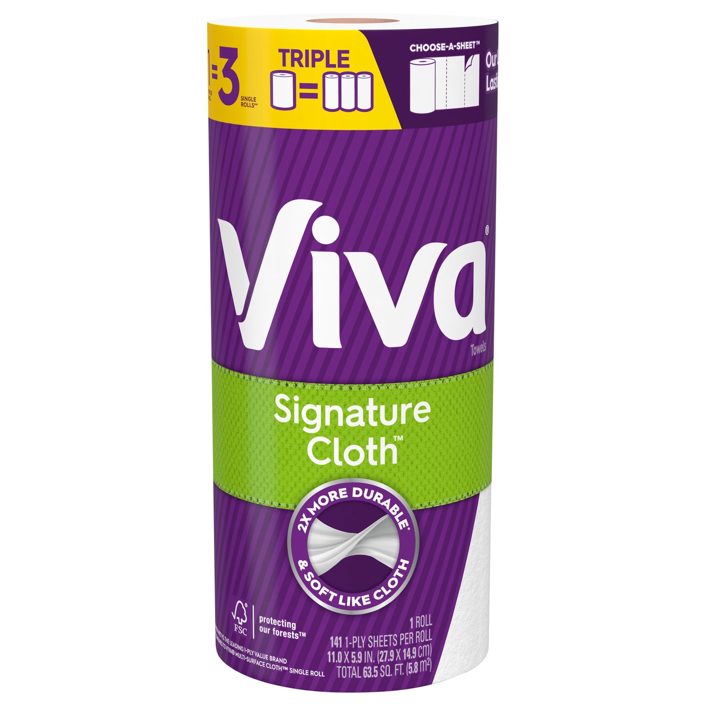 Viva Signature Cloth Paper Towels, 1 Triple Roll, 141 Sheets per Roll