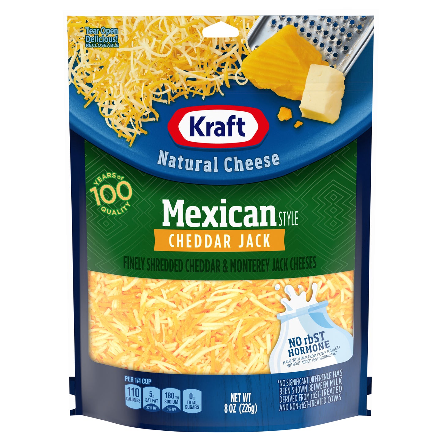 Kraft Mexican Style Cheddar Jack Finely Shredded Cheese, 8 oz Bag